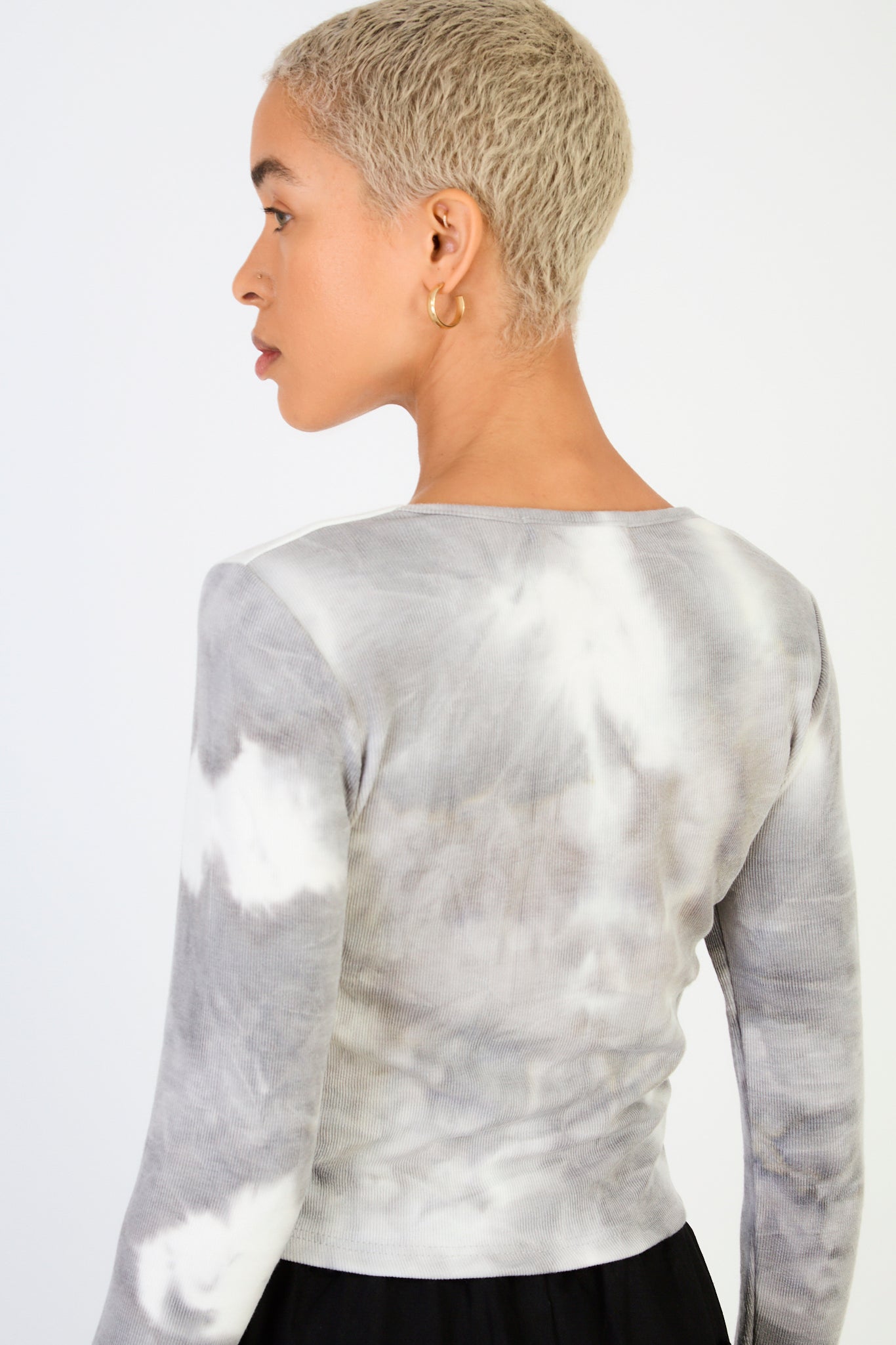 Grey tie dye ruched long sleeve top_2