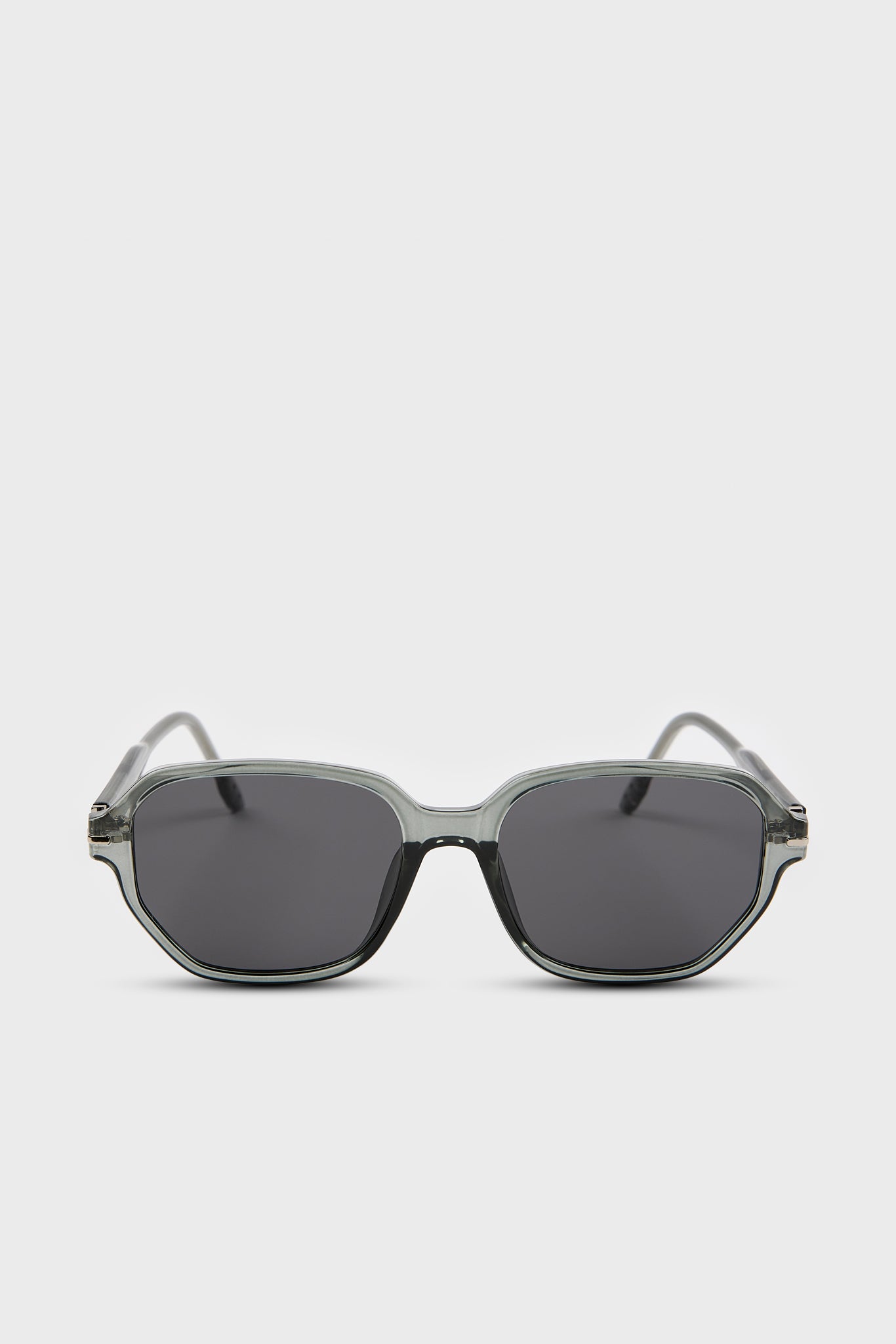 Grey tinted geometric aviator sunglasses_3