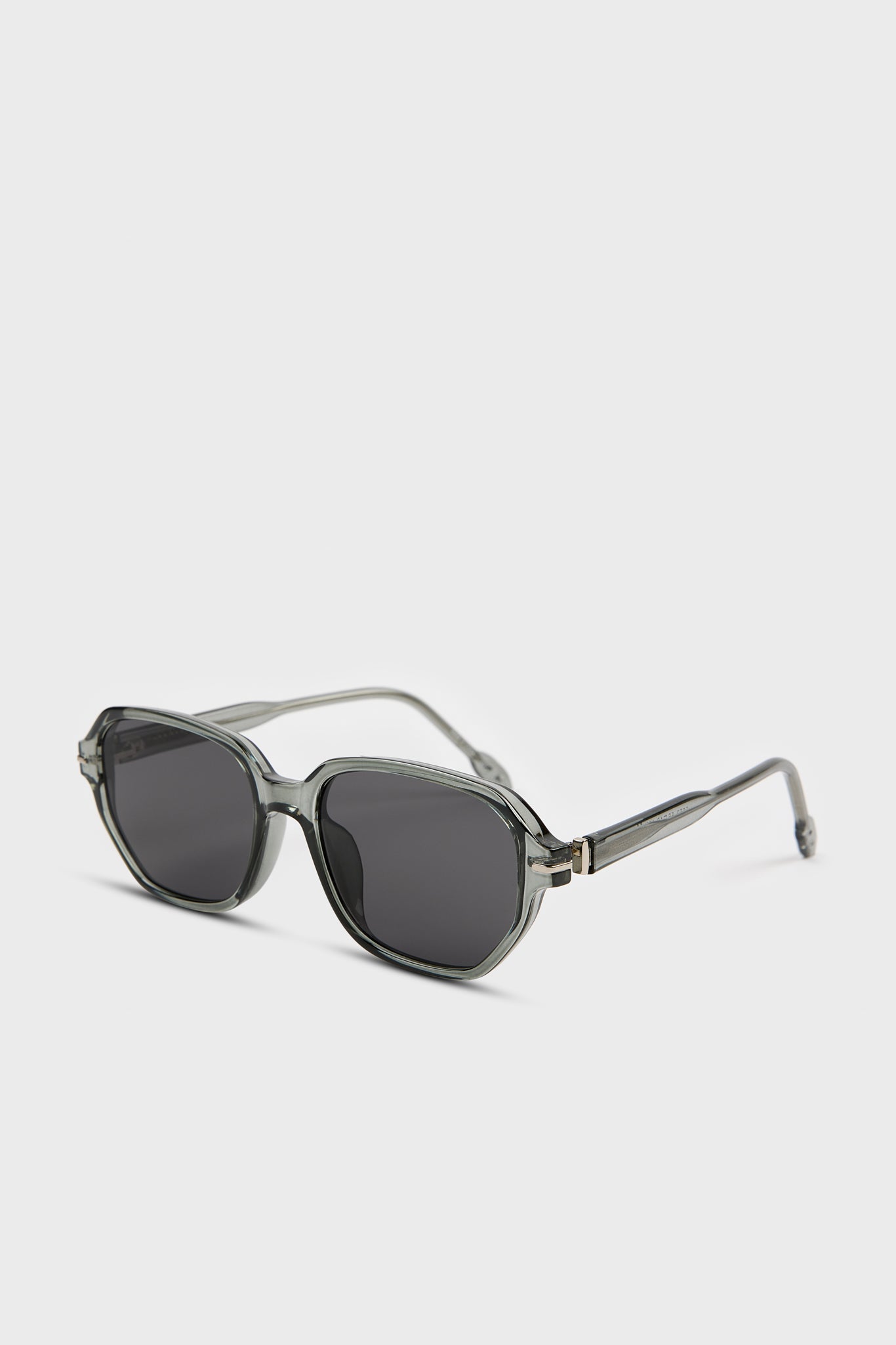 Grey tinted geometric aviator sunglasses_4