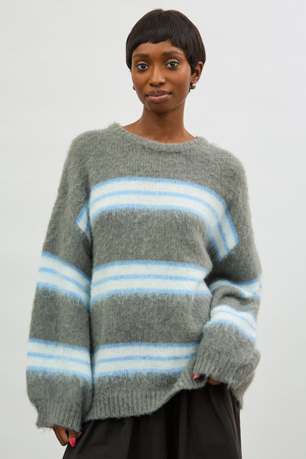 Grey white and blue striped alpaca blend jumper_1