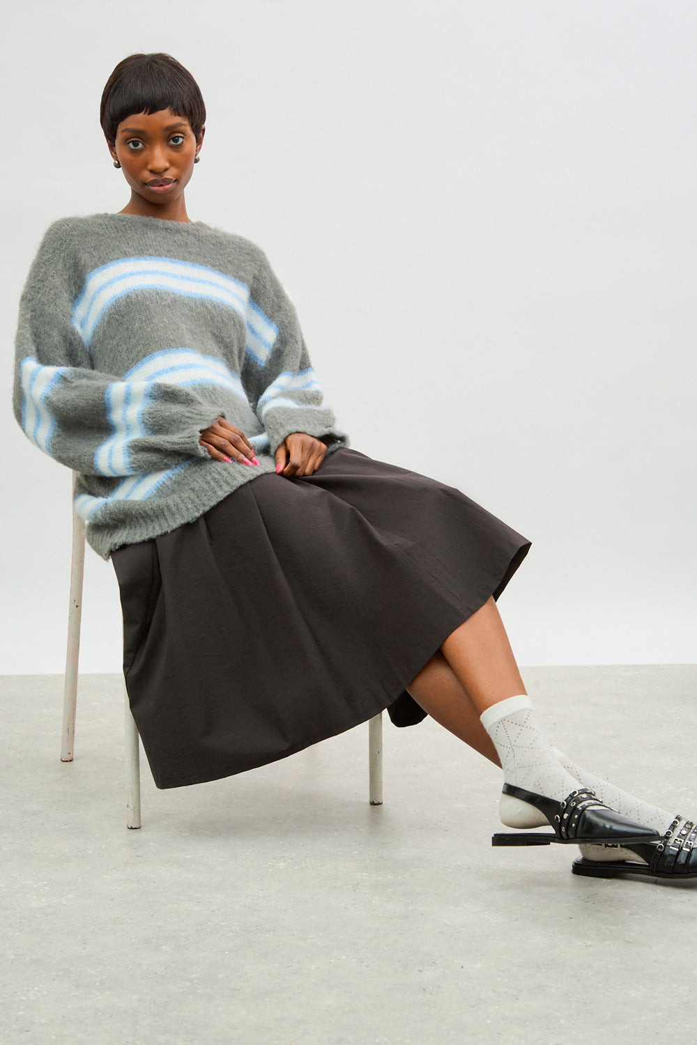 Grey white and blue striped alpaca blend jumper_5