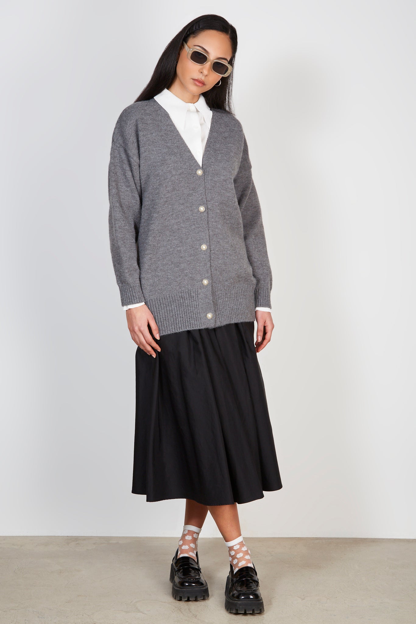 Grey wool blend knit cardigan_4