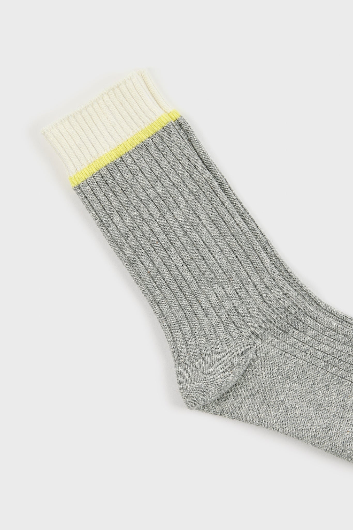 Grey yellow and white colorblock ribbed socks_3
