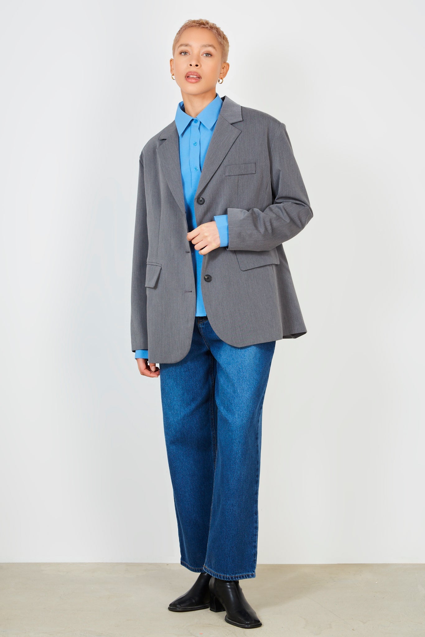 Grey oversized single breasted blazer_3