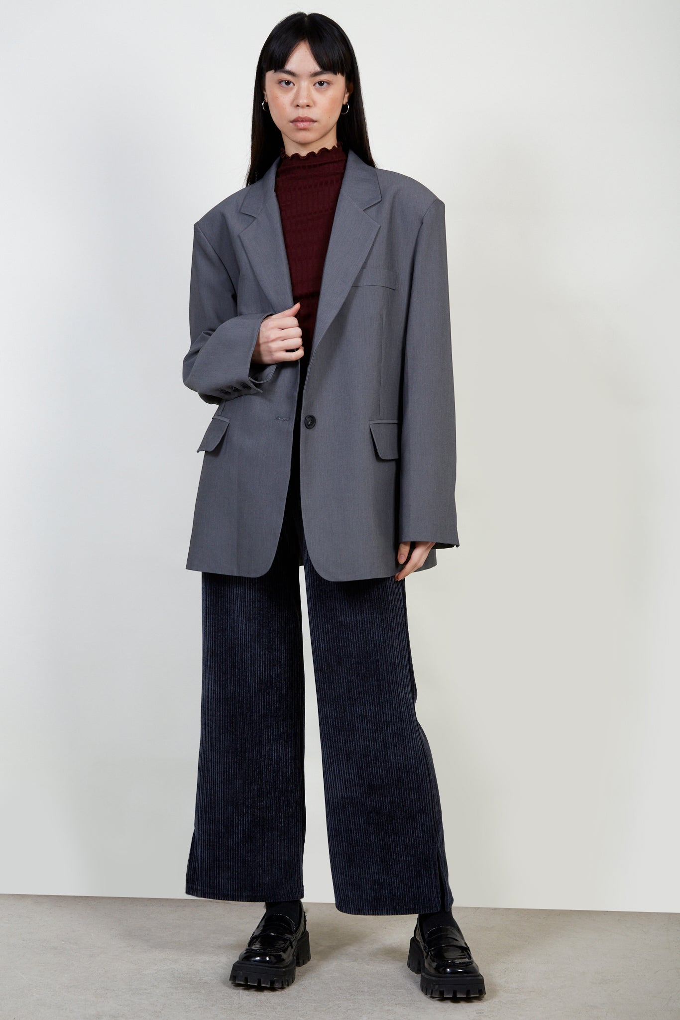 Grey oversized smart blazer_2