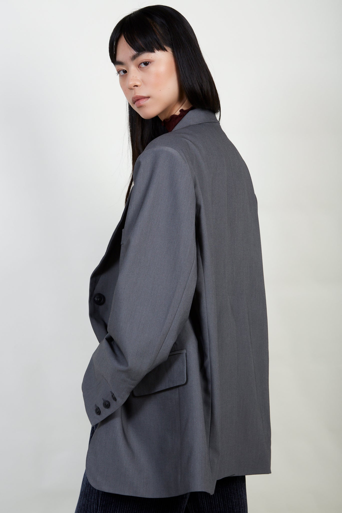 Grey oversized smart blazer_3