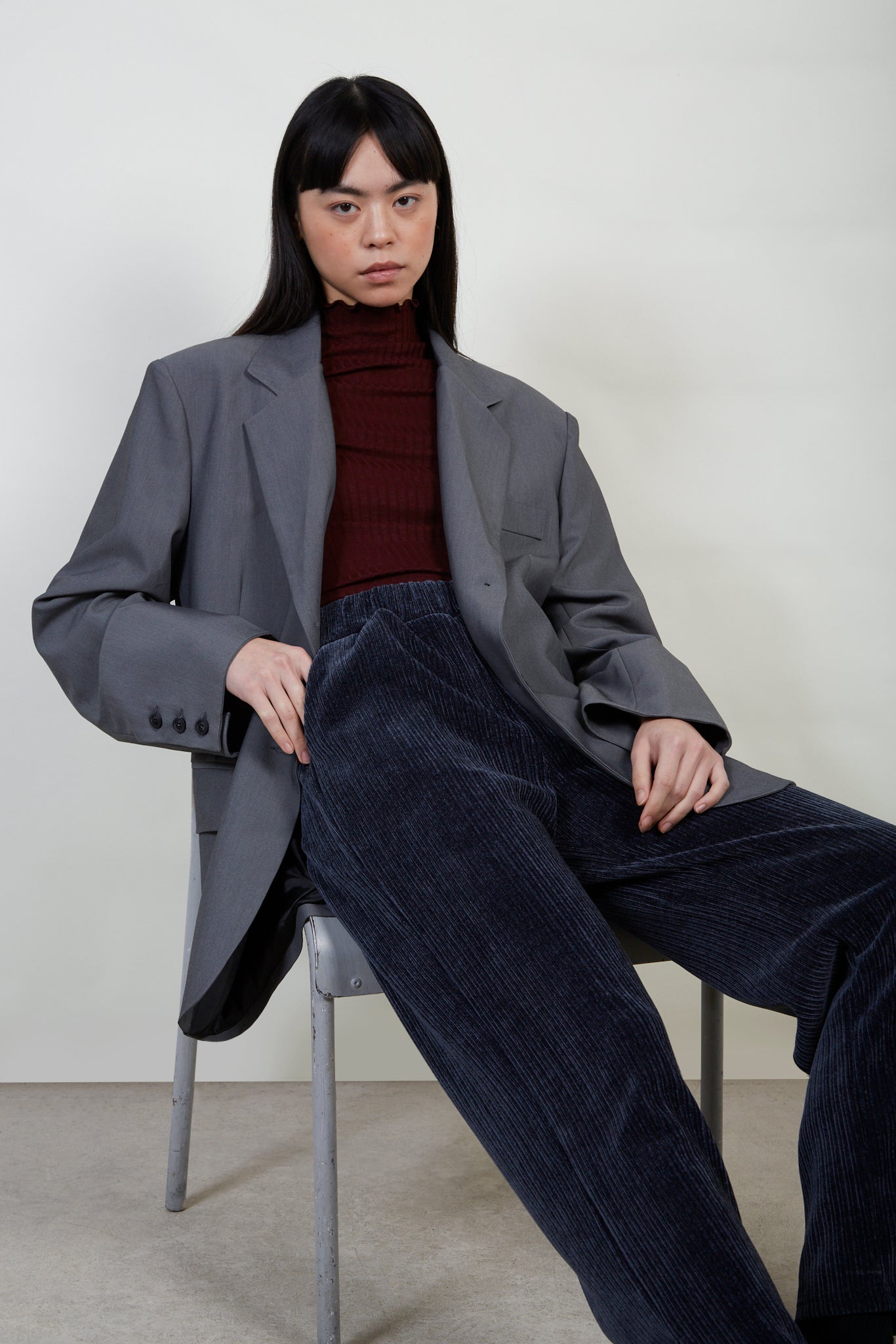 Grey oversized smart blazer_6