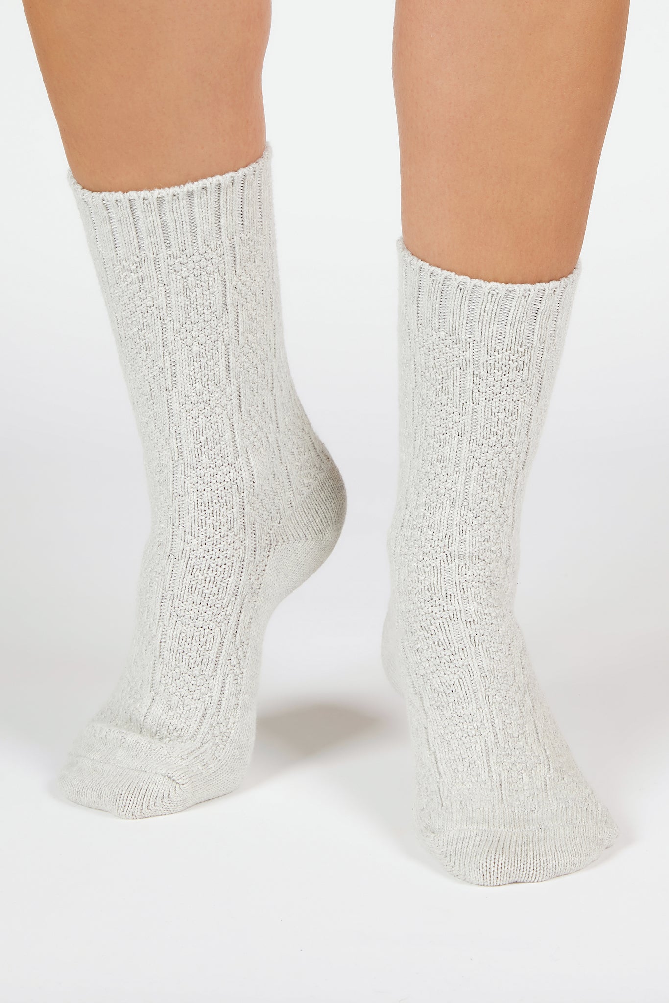 Grey textured cotton blend socks_4