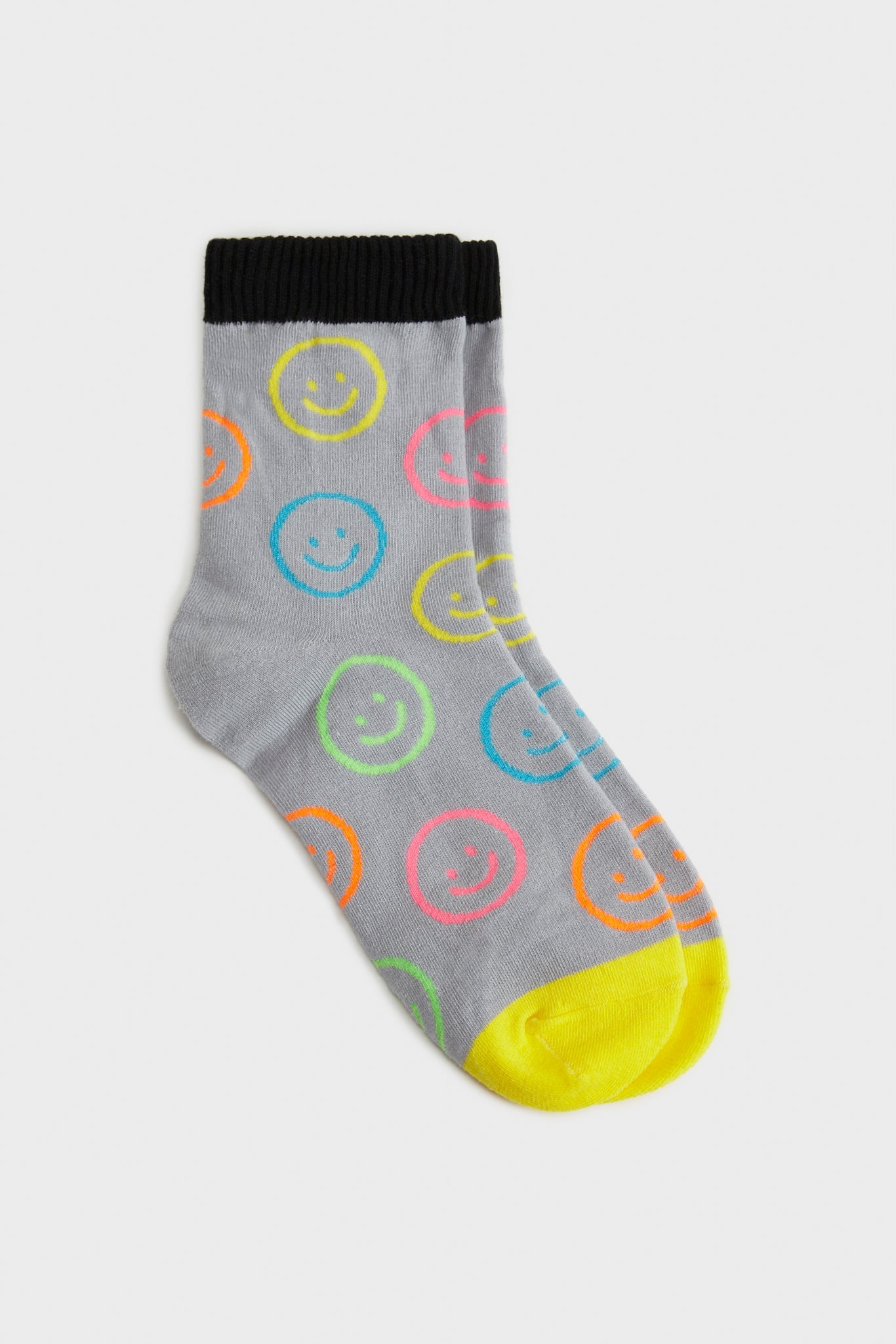 Grey neon smiley face socks_2