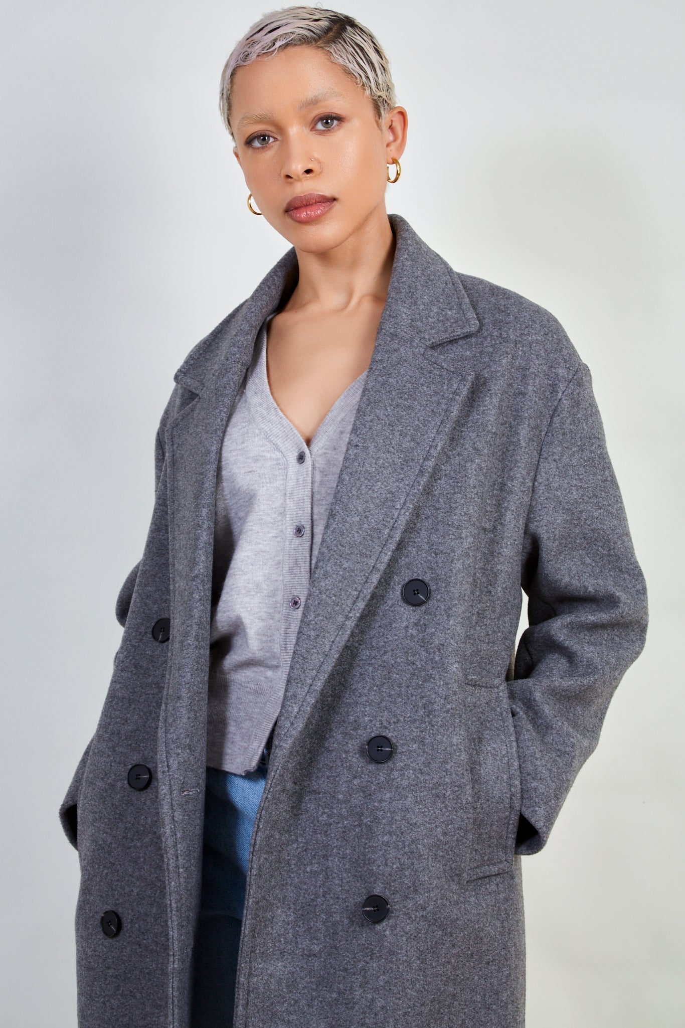 Grey wool blend double breast tailored coat_2