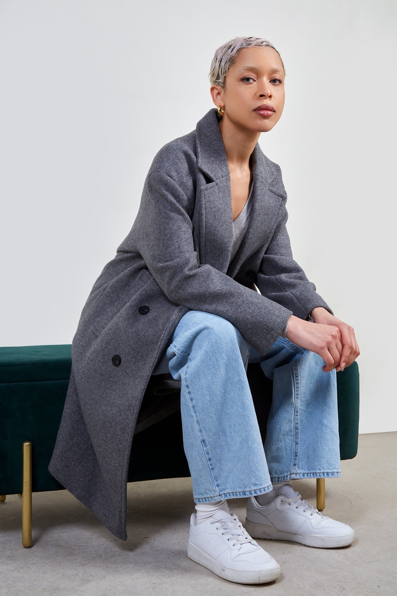 Grey wool blend double breast tailored coat_6