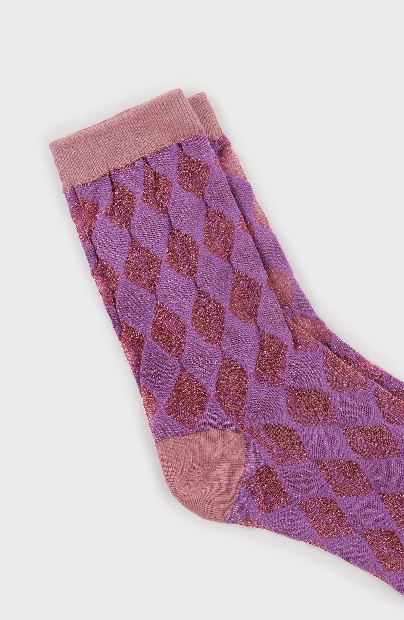 Hot pink sheer diamond socks_4