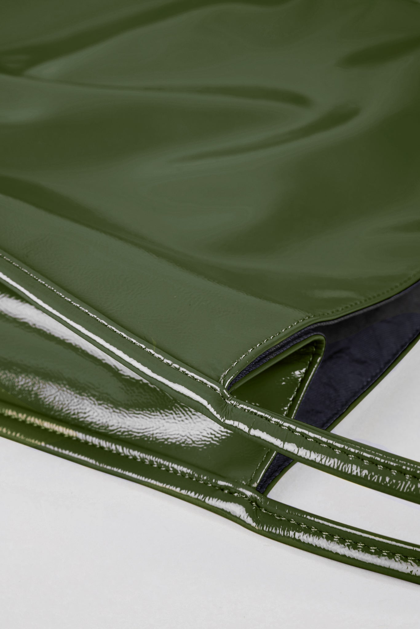 Dark green high shine PVC tote bag