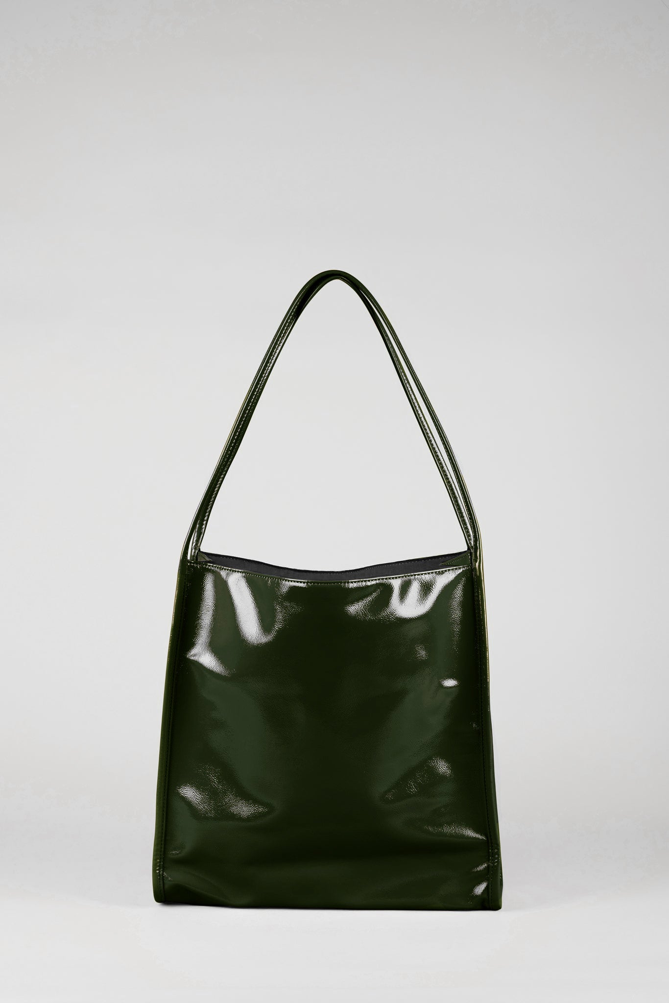 Dark green high shine PVC tote bag_2