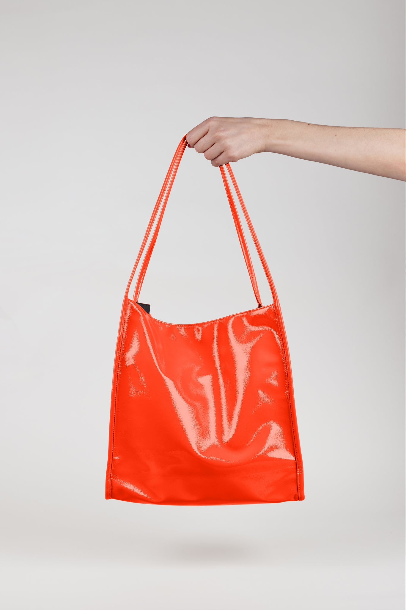 Orange high shine PVC tote bag_2