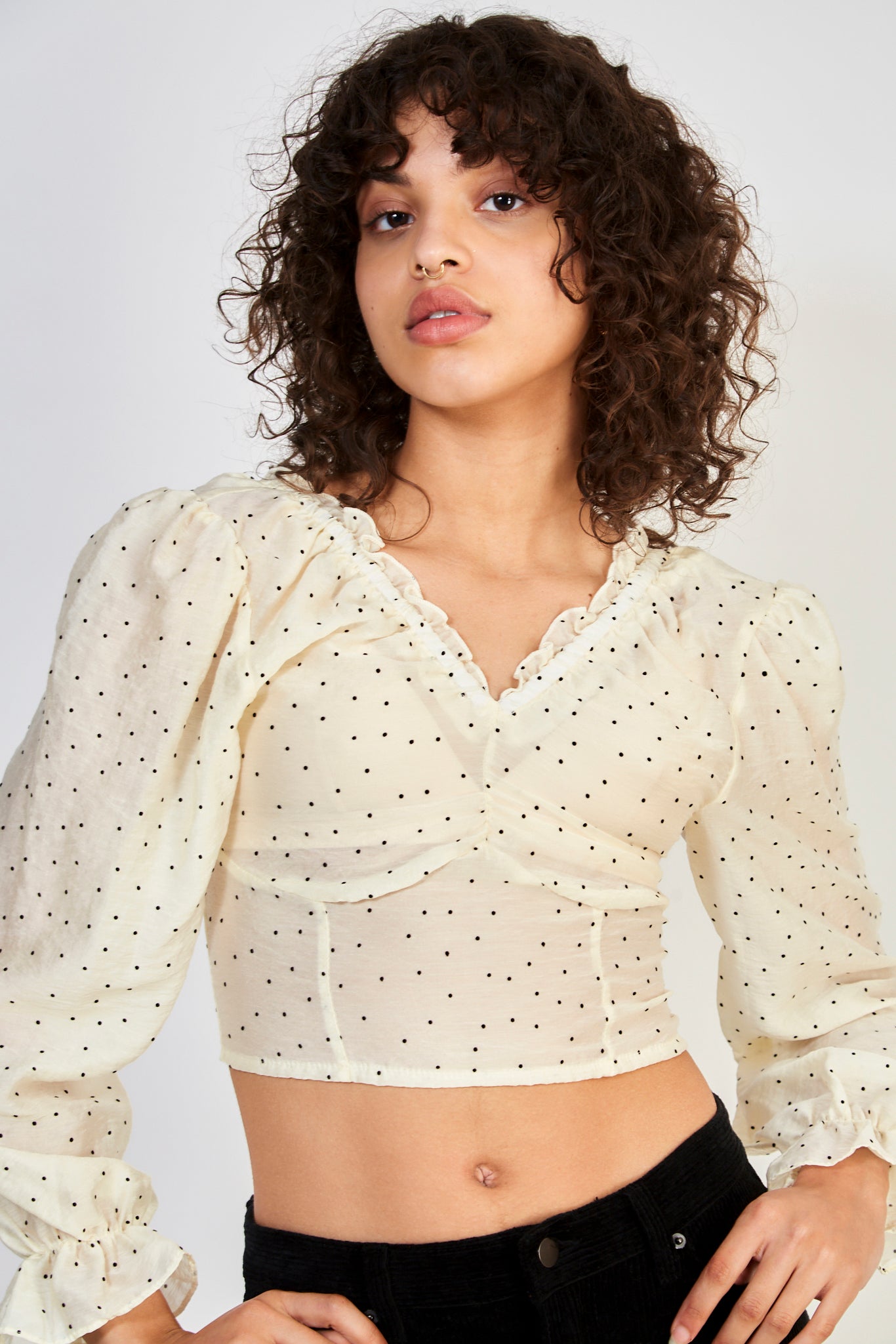 Ivory and black polka dot blouse_2