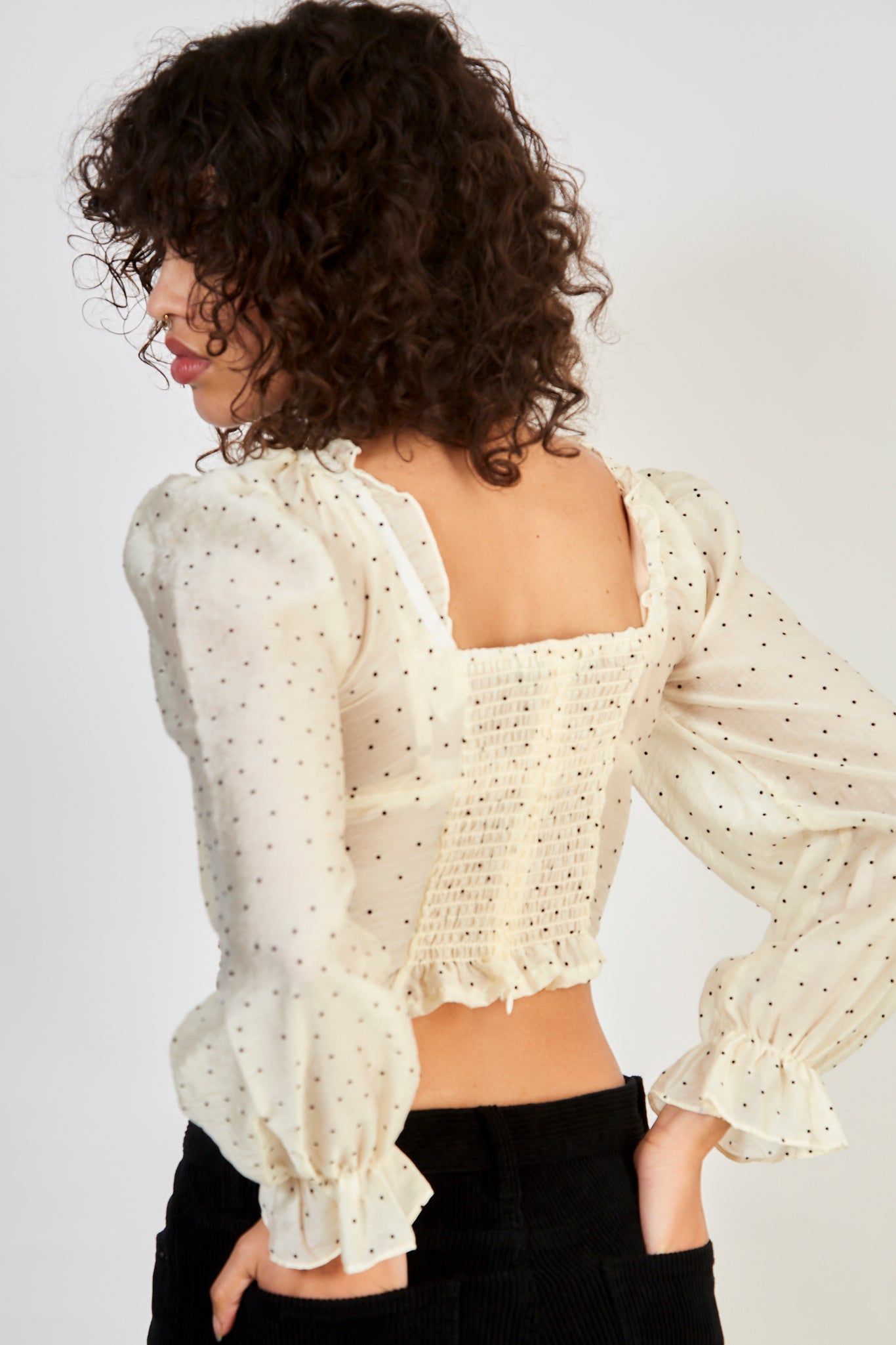 Ivory and black polka dot blouse_3