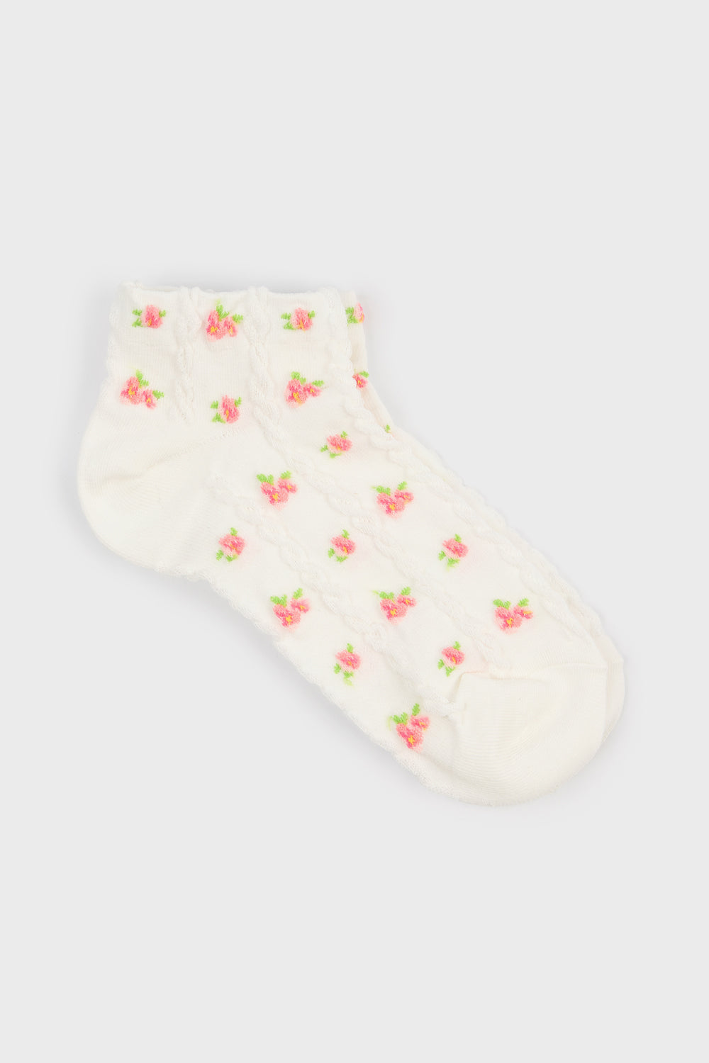 White lattice tiny pink flowers pop socks_3