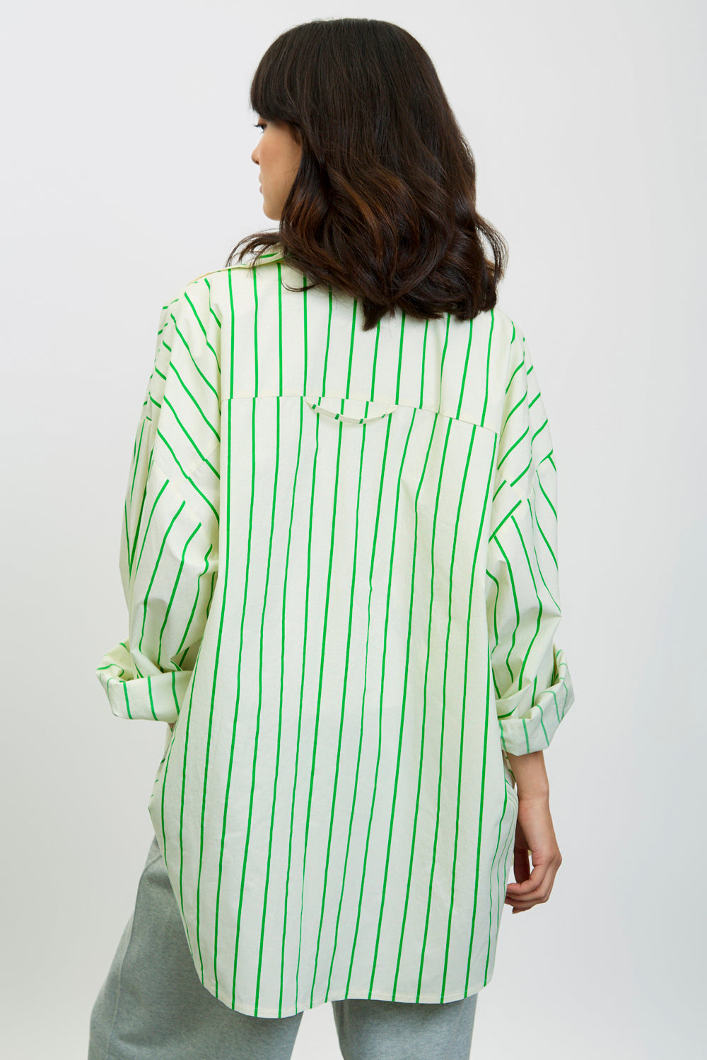 Ivory and green striped oversized shirt_2