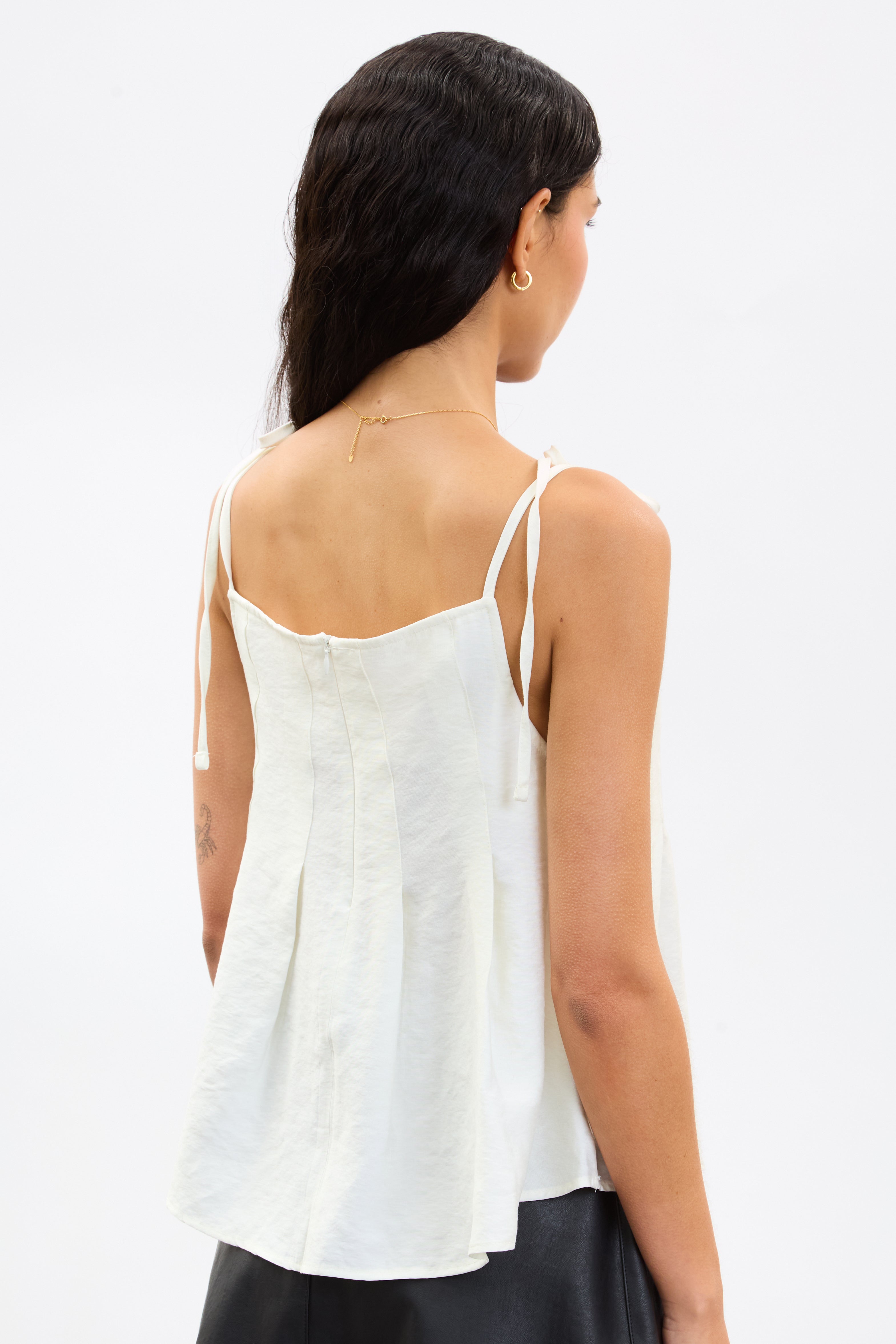 Ivory box pleat tie strap top_2