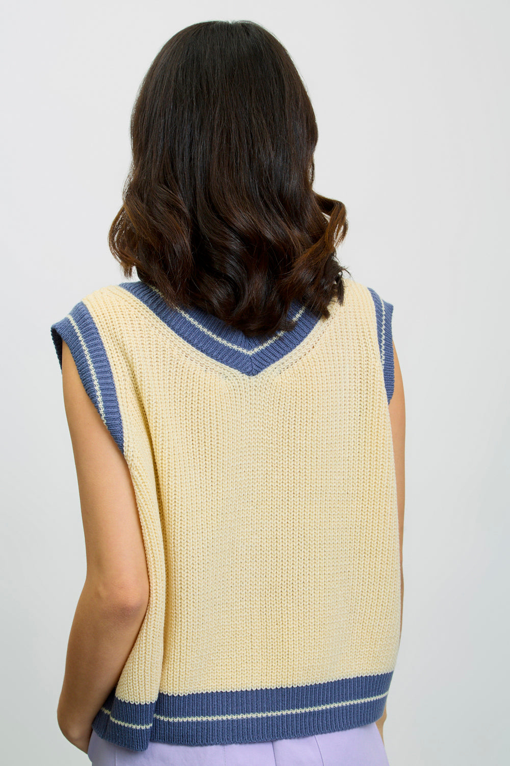 Ivory deep V varsity sweater vest_2