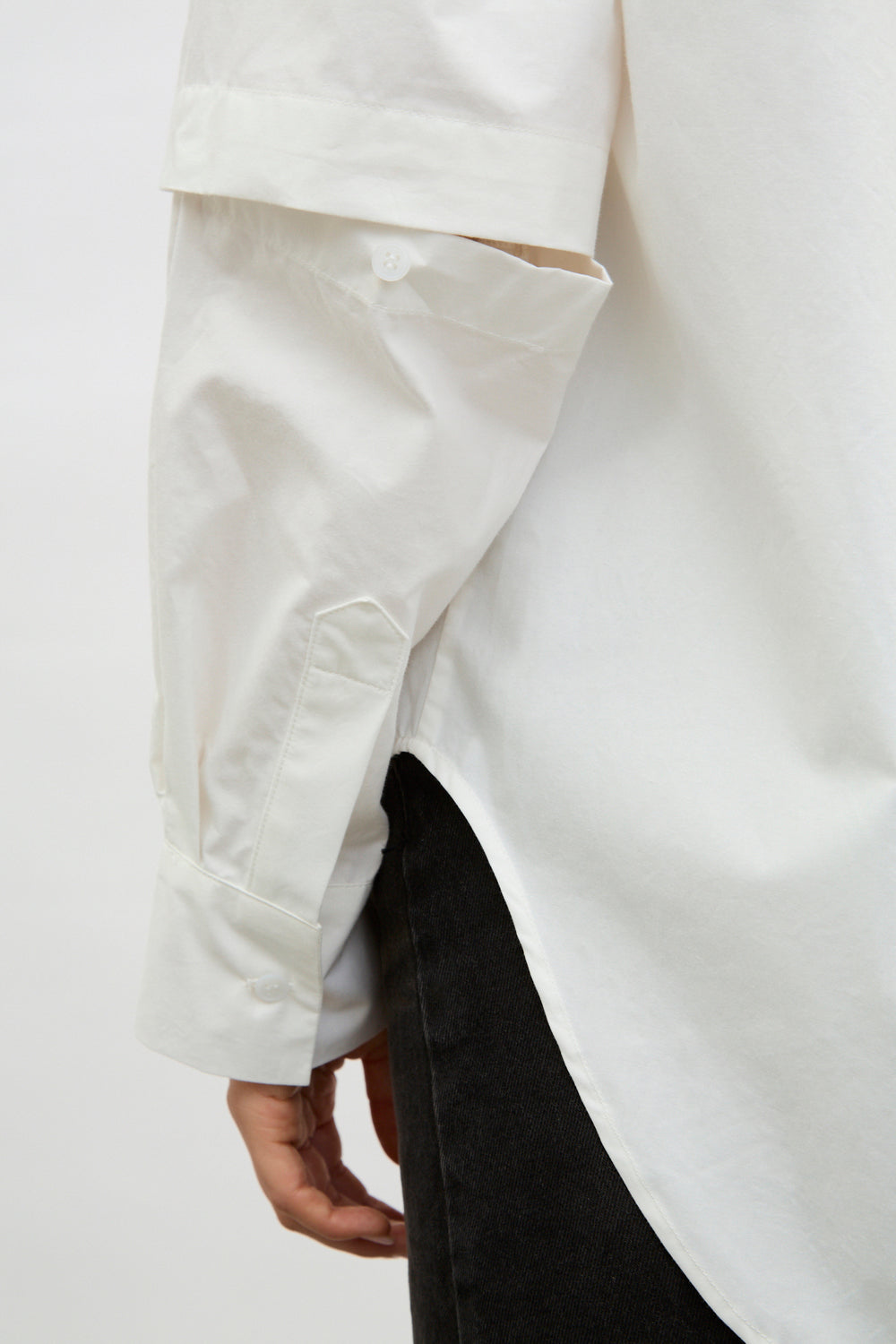 Ivory double layered long sleeve shirt_4