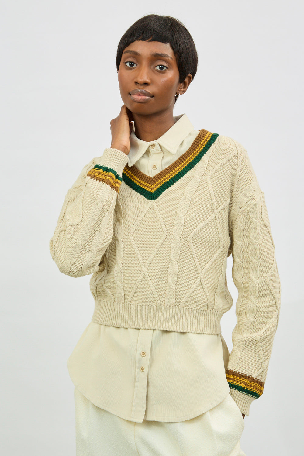 Ivory green and mustard varsity jumper_1