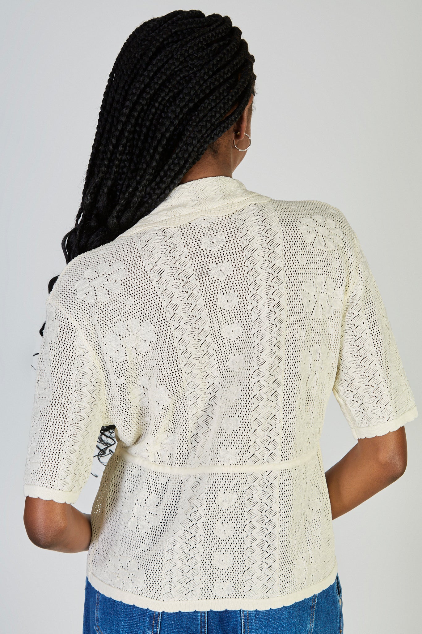 Ivory intarsia flower crochet knit tee_2