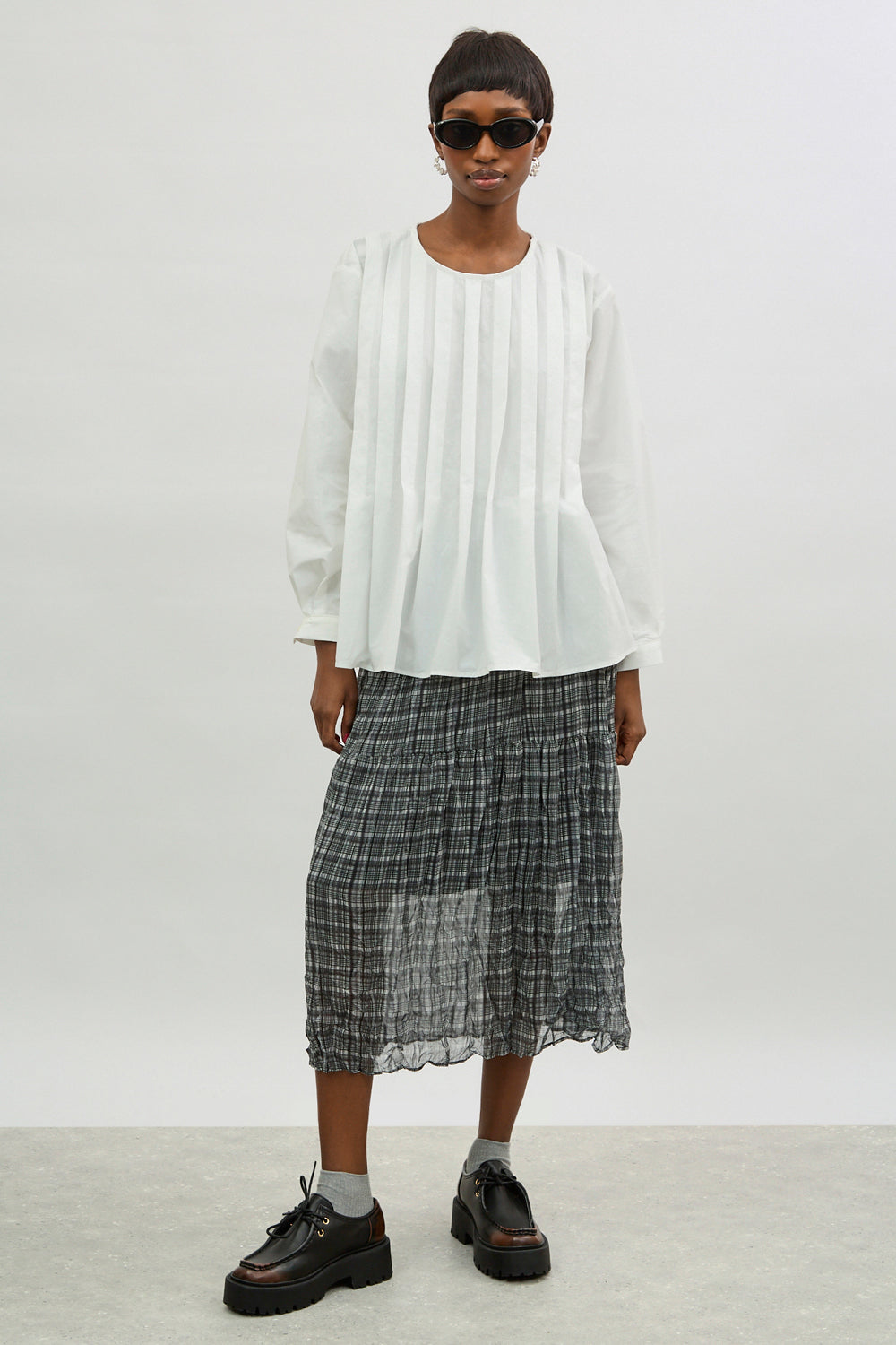 Ivory large box pleat blouse_4