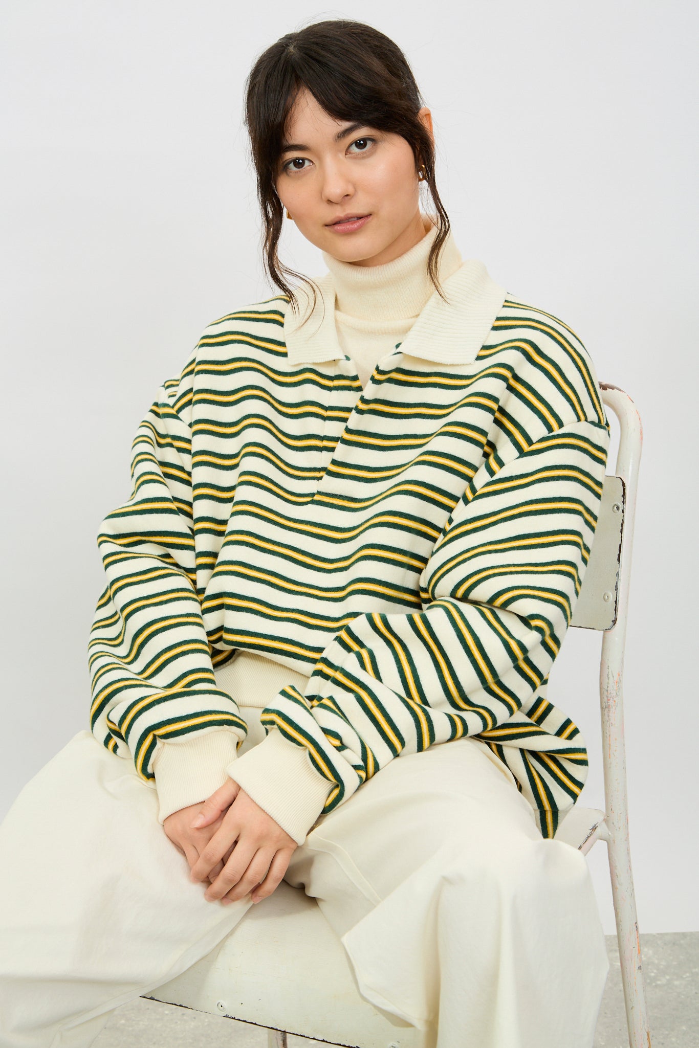 Ivory mustard and black striped rugby shirt_5