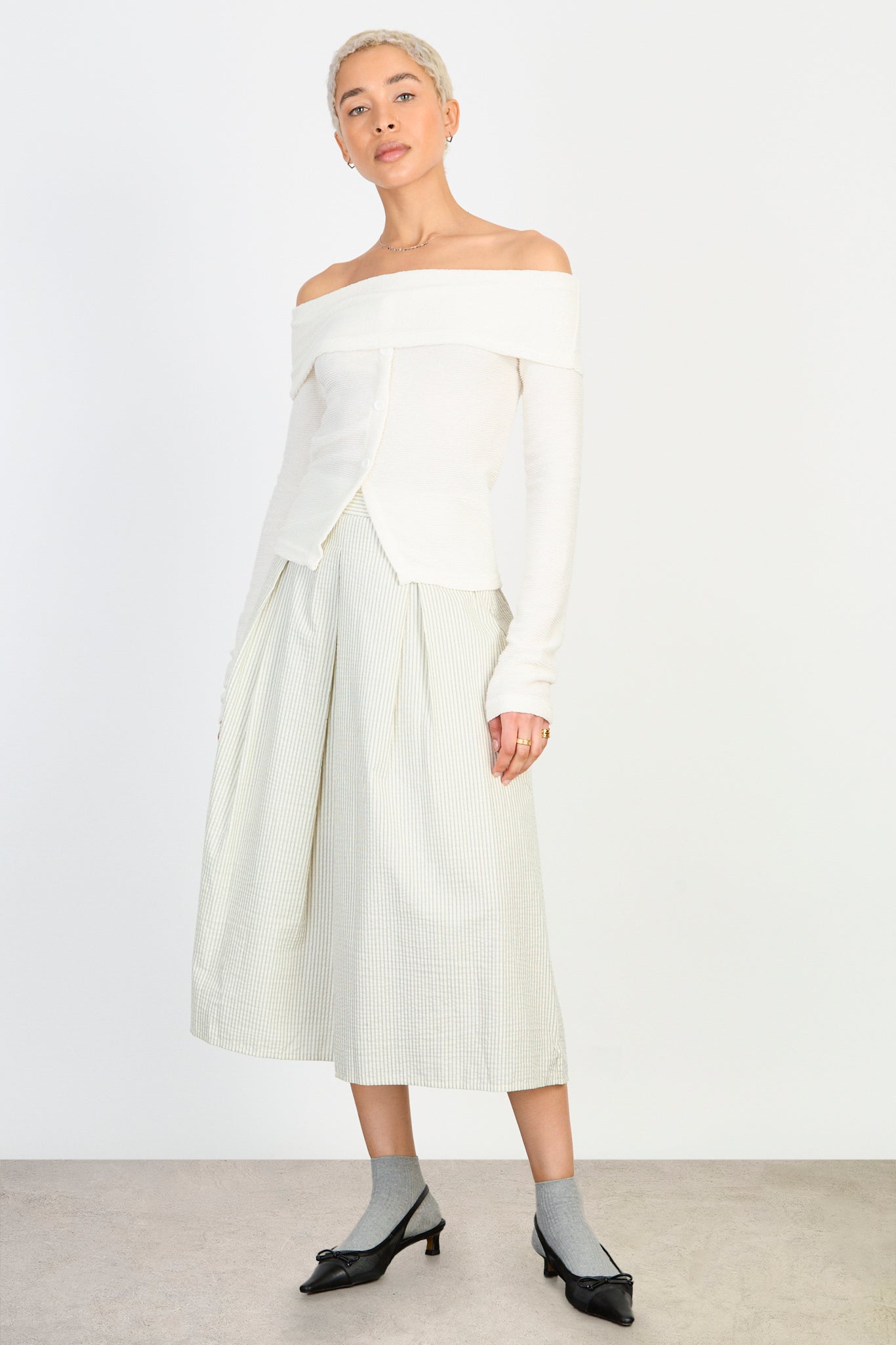 Ivory off shoulder button front top_4