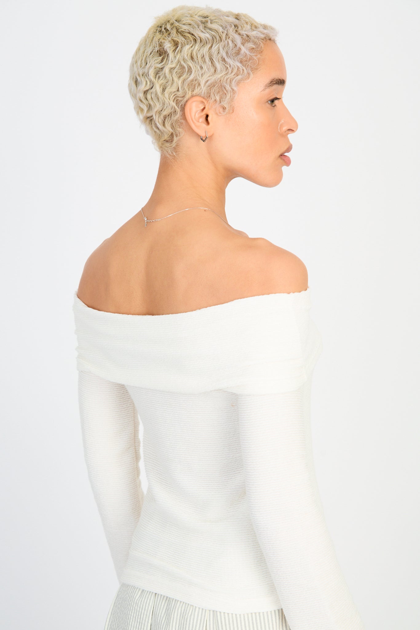 Ivory off shoulder button front top_2