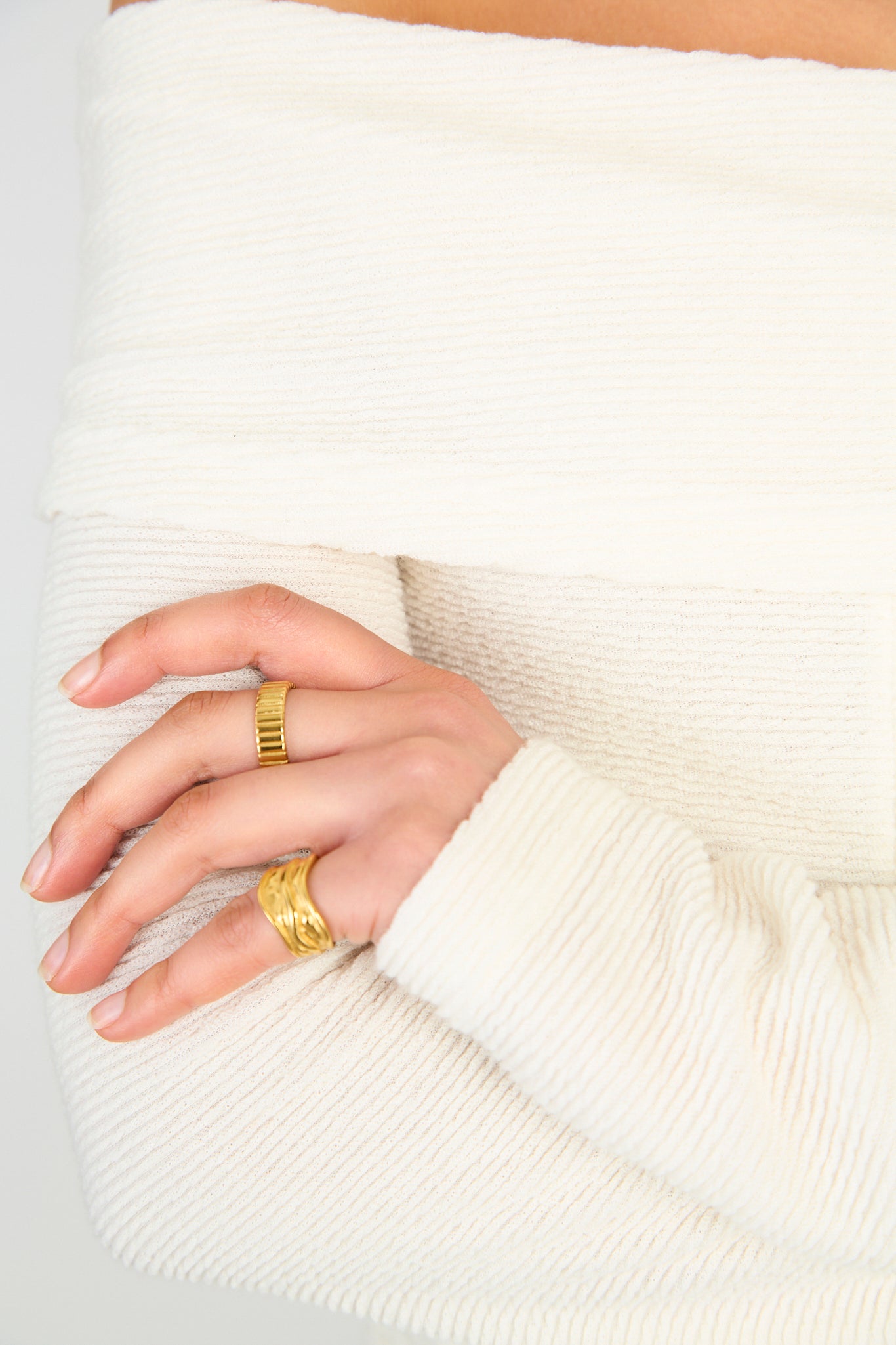 Ivory off shoulder button front top_3