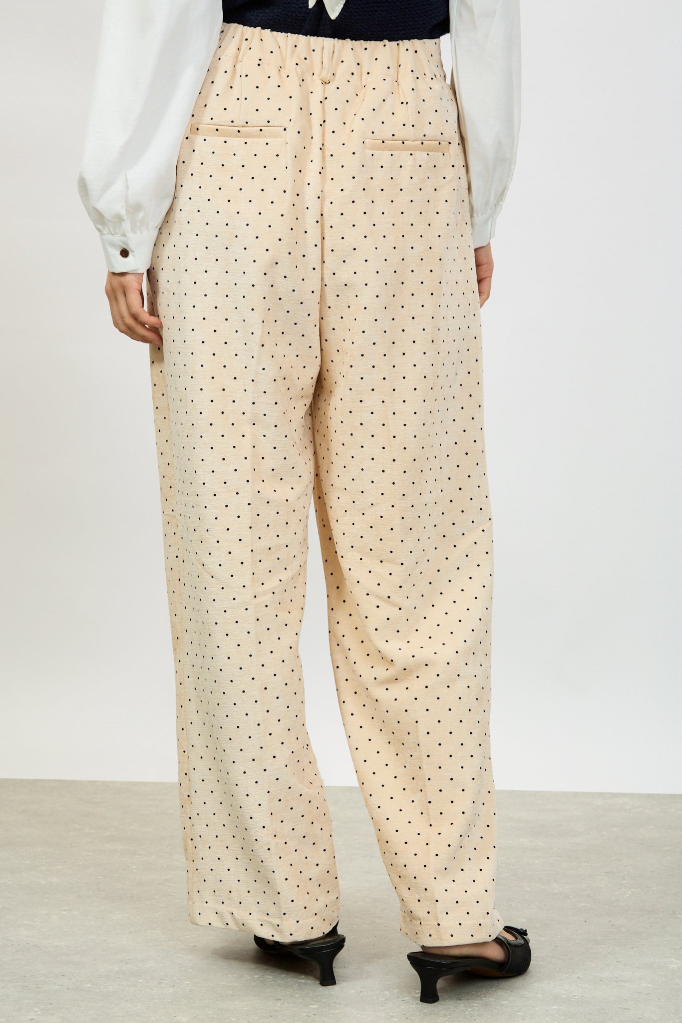 Ivory polka dot flap pocket trousers_2