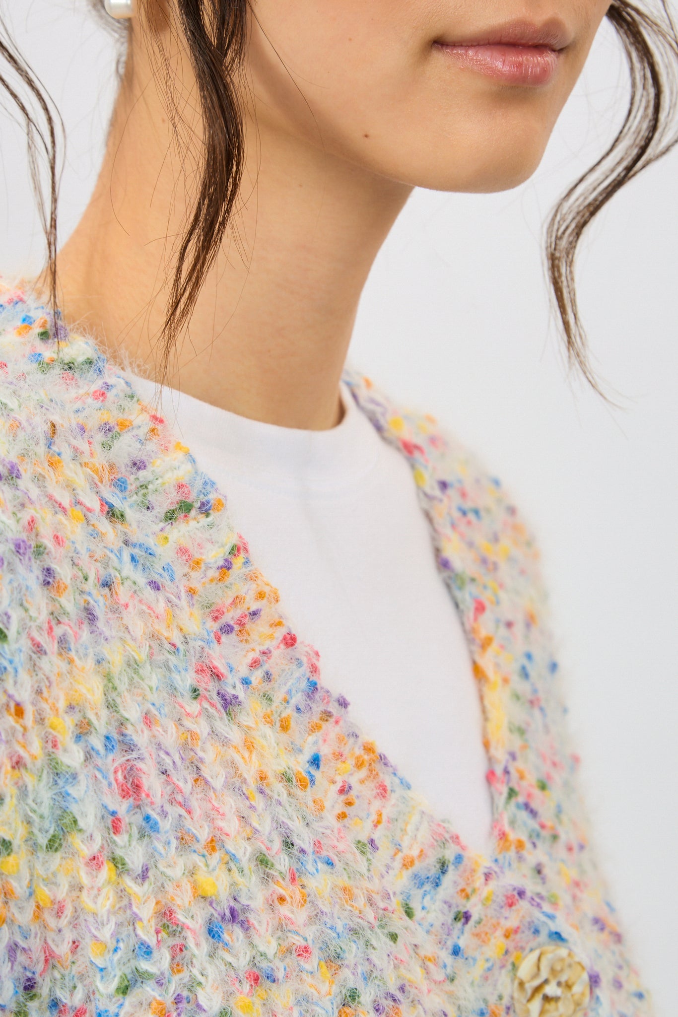 Ivory rainbow fleck fuzzy cardigan_3