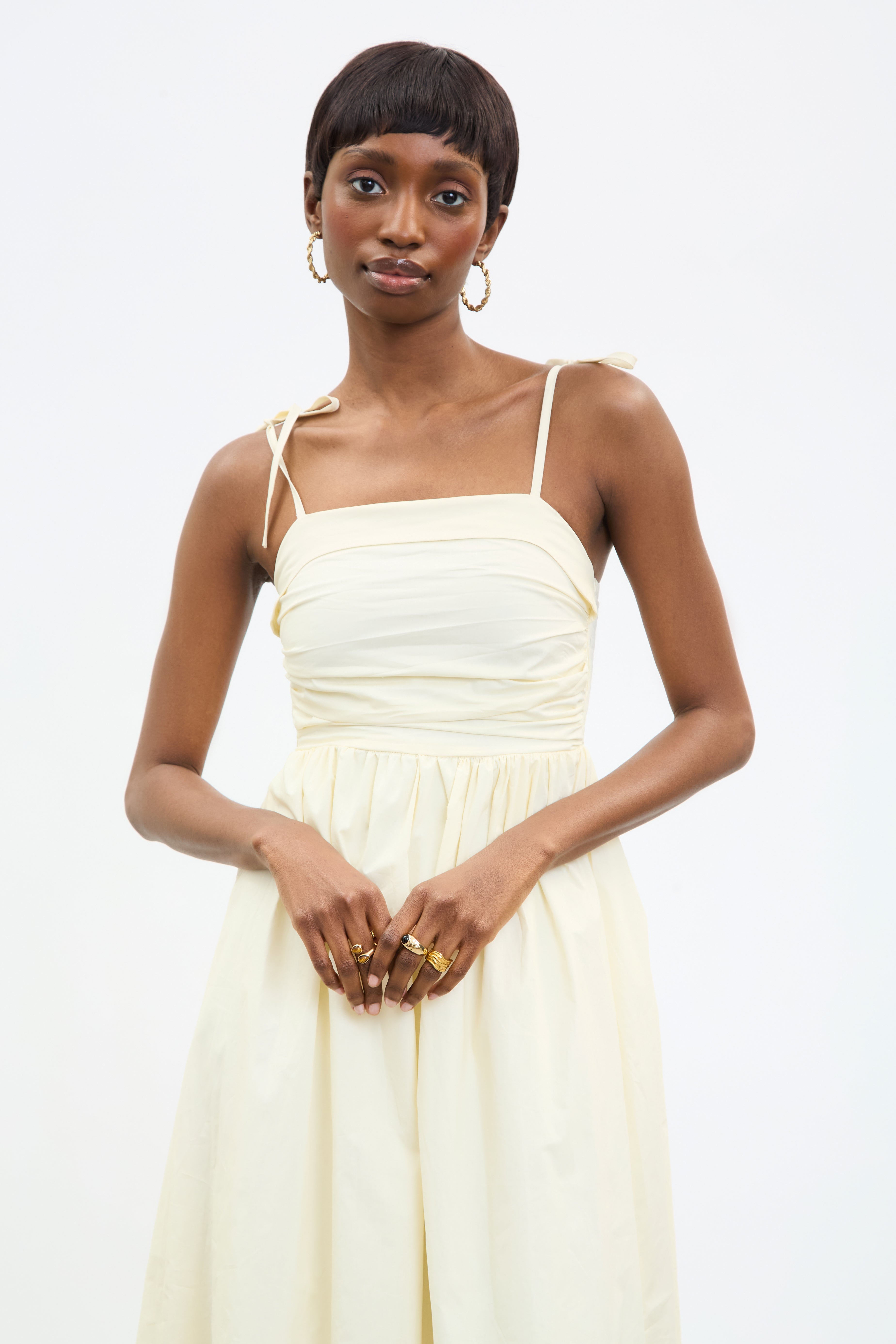 Ivory ruched back tie strap dress_3