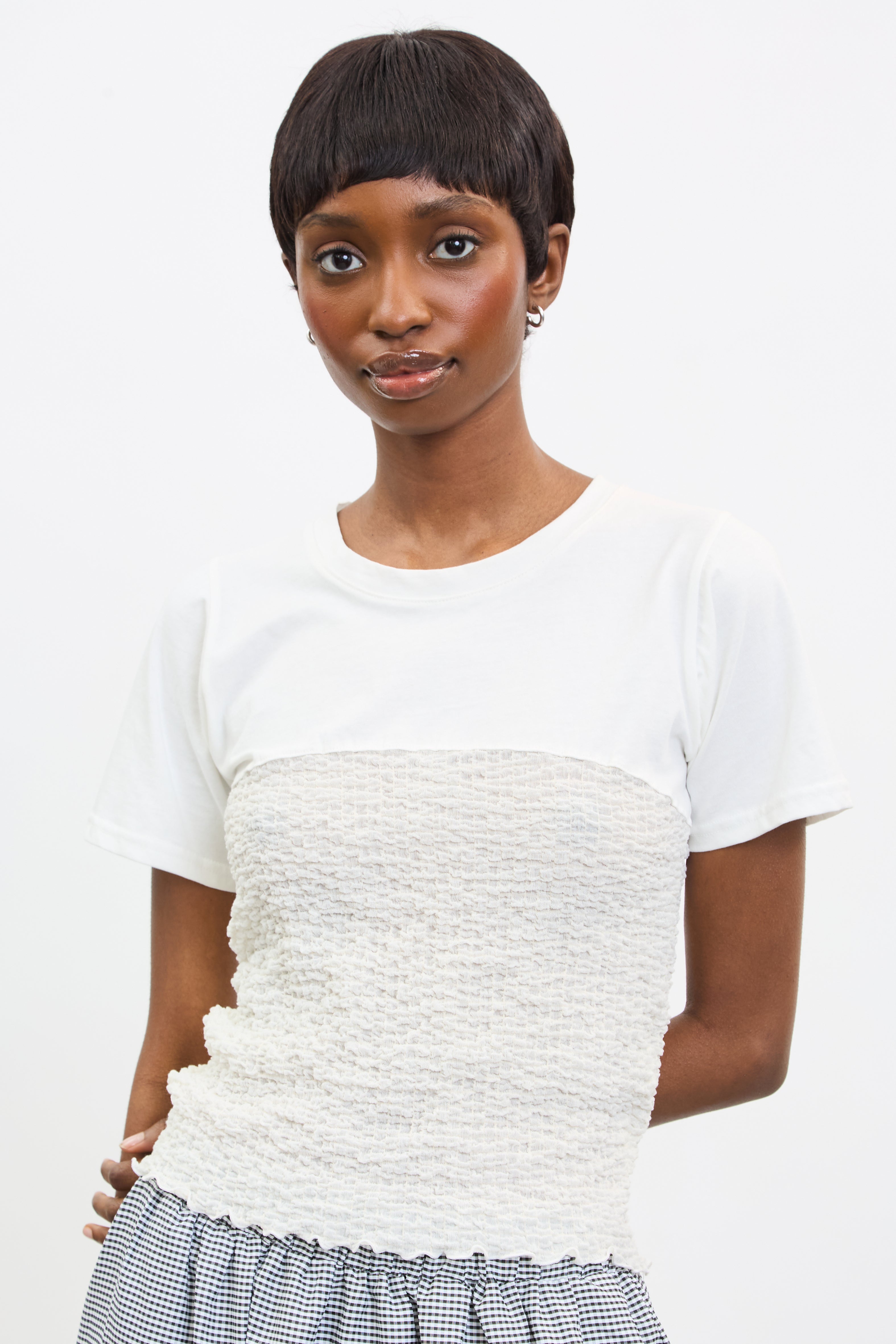 Ivory ruched bodice T-shirt_1