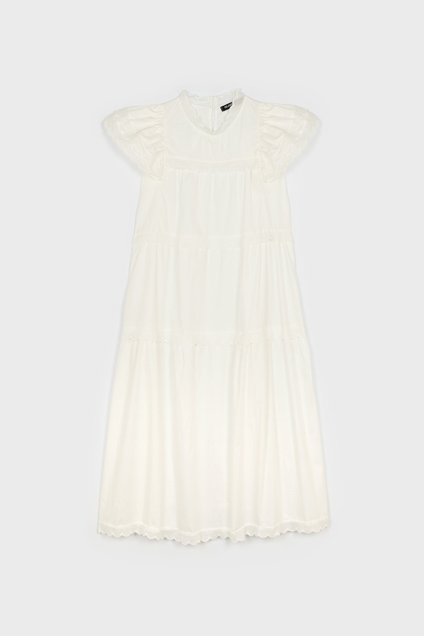 Ivory sheer scallop trim midi dress_1