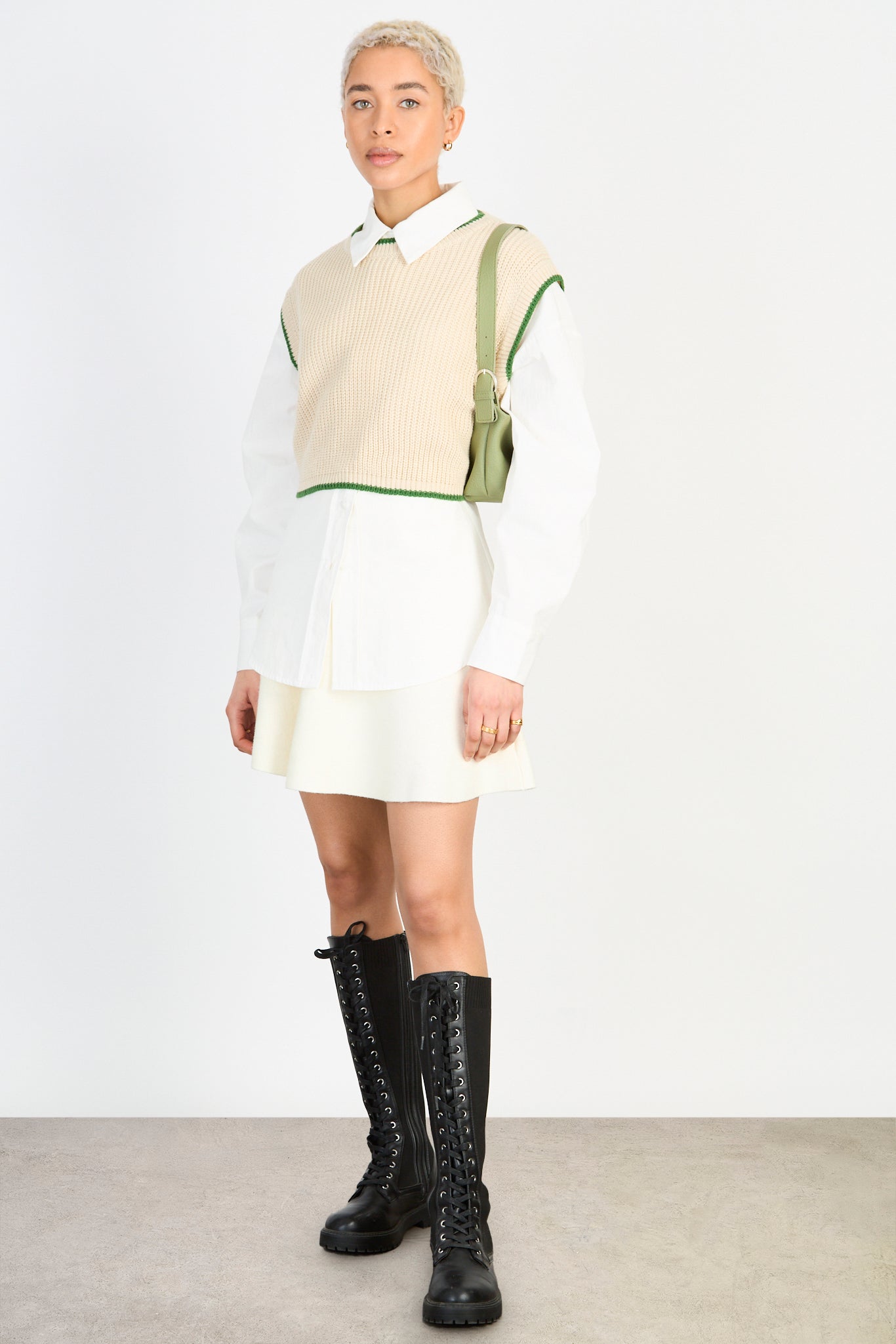 Ivory smooth shaped knit mini skirt_4