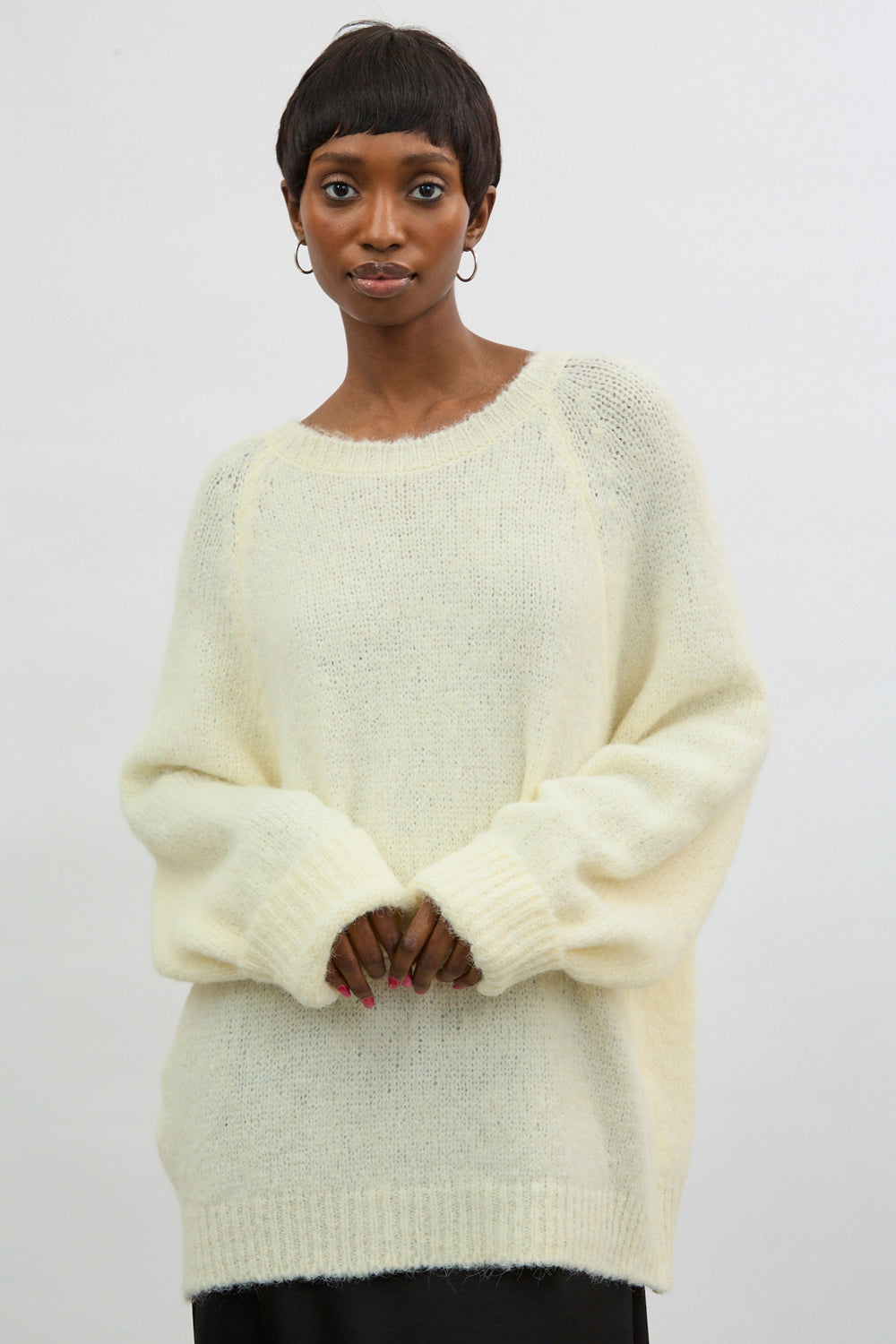Ivory speckled wool blend crew neck jumper_1