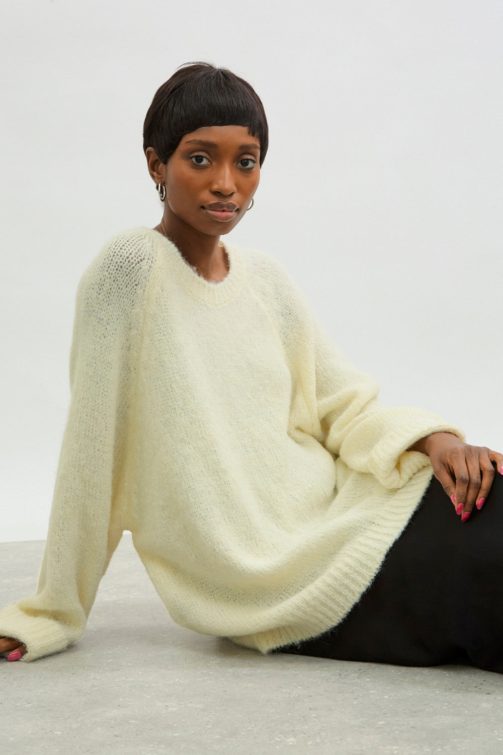 Ivory speckled wool blend crew neck jumper_5