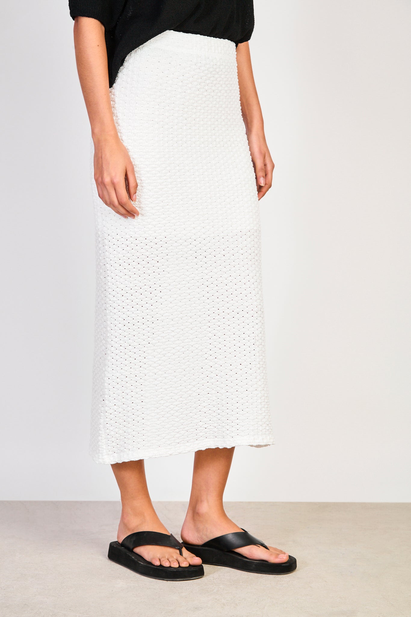 Ivory textured pencil skirt_1