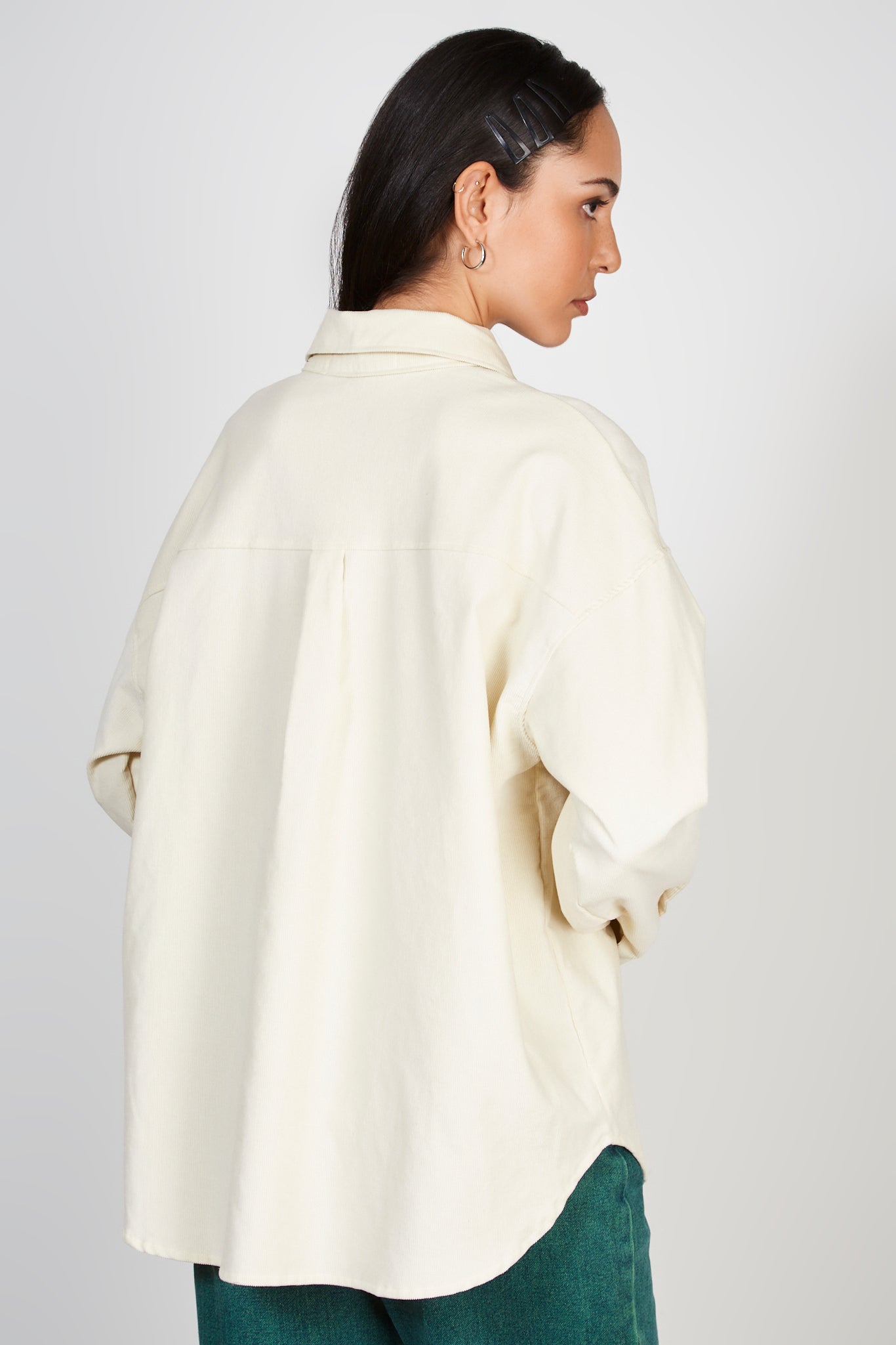 Ivory thin wale corduroy shirt_2