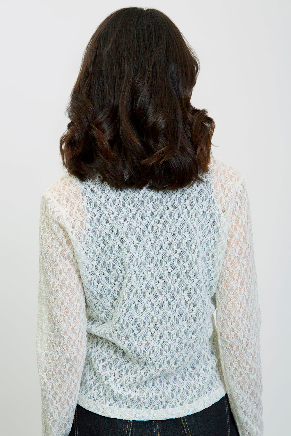 Ivory tiny flower sheer shirt_2