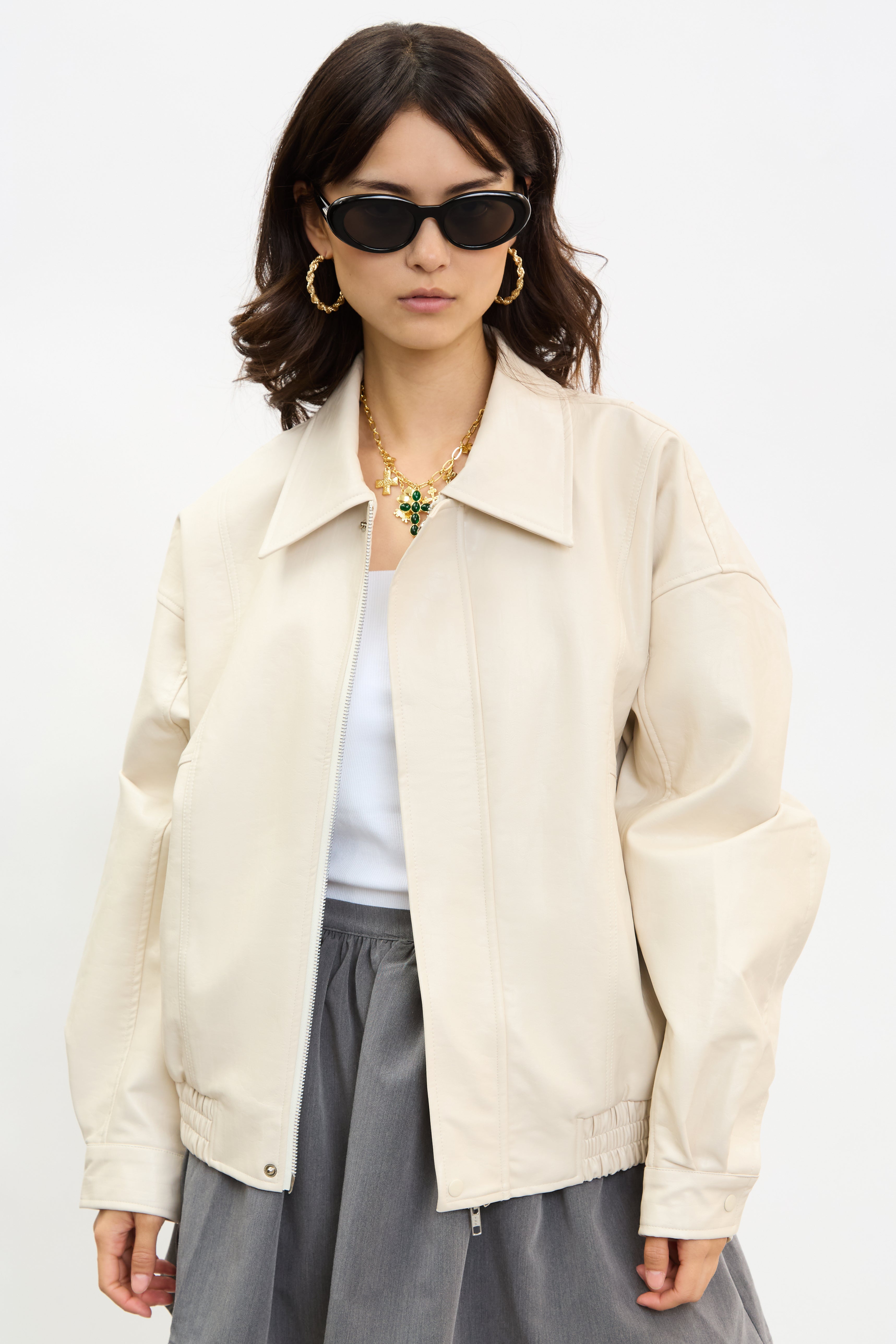 Ivory vegan leather bomber jacket_4