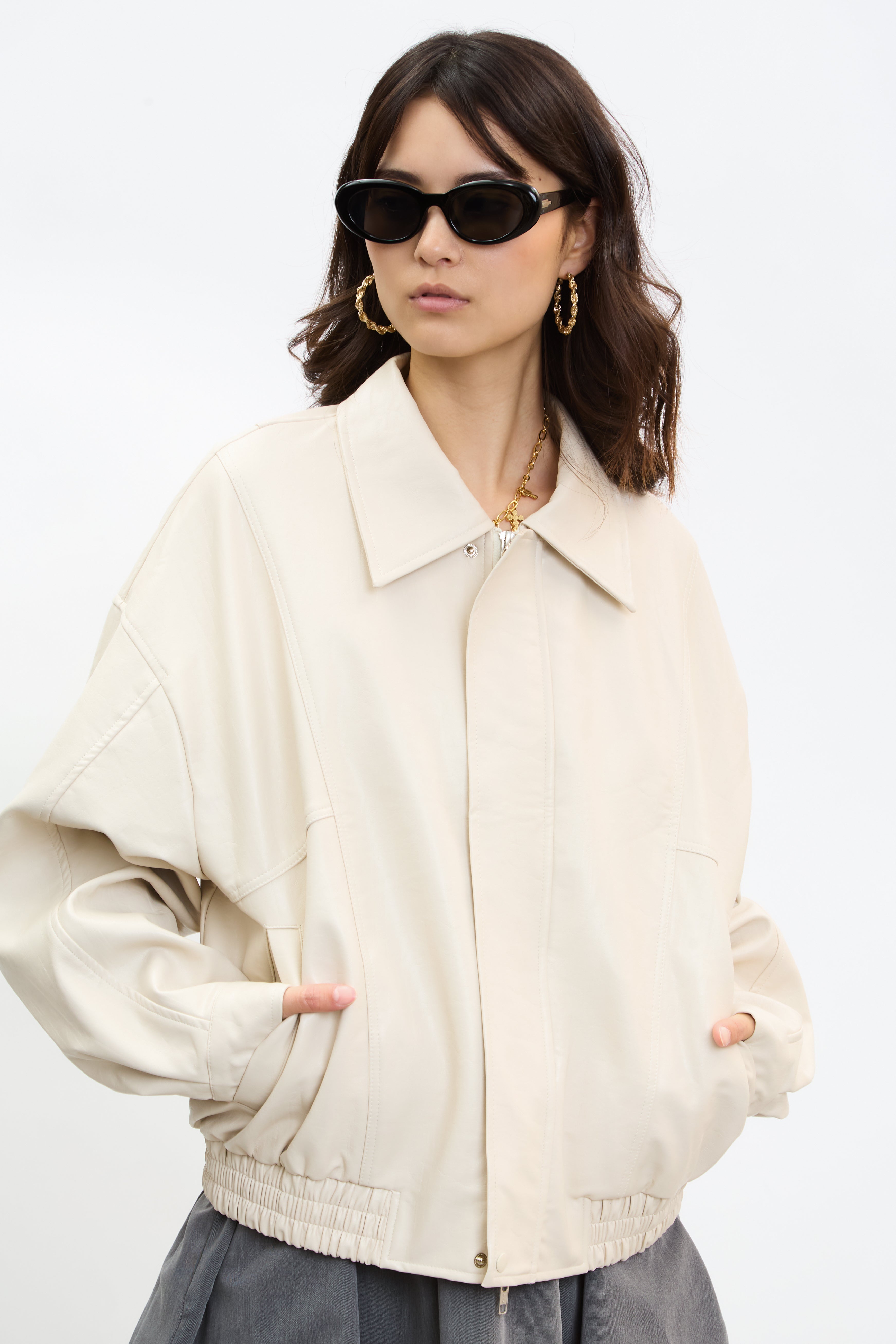 Ivory vegan leather bomber jacket_1