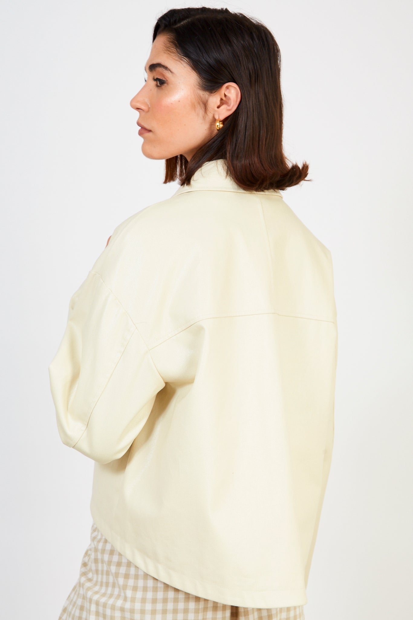 Ivory vegan leather short button up jacket_3