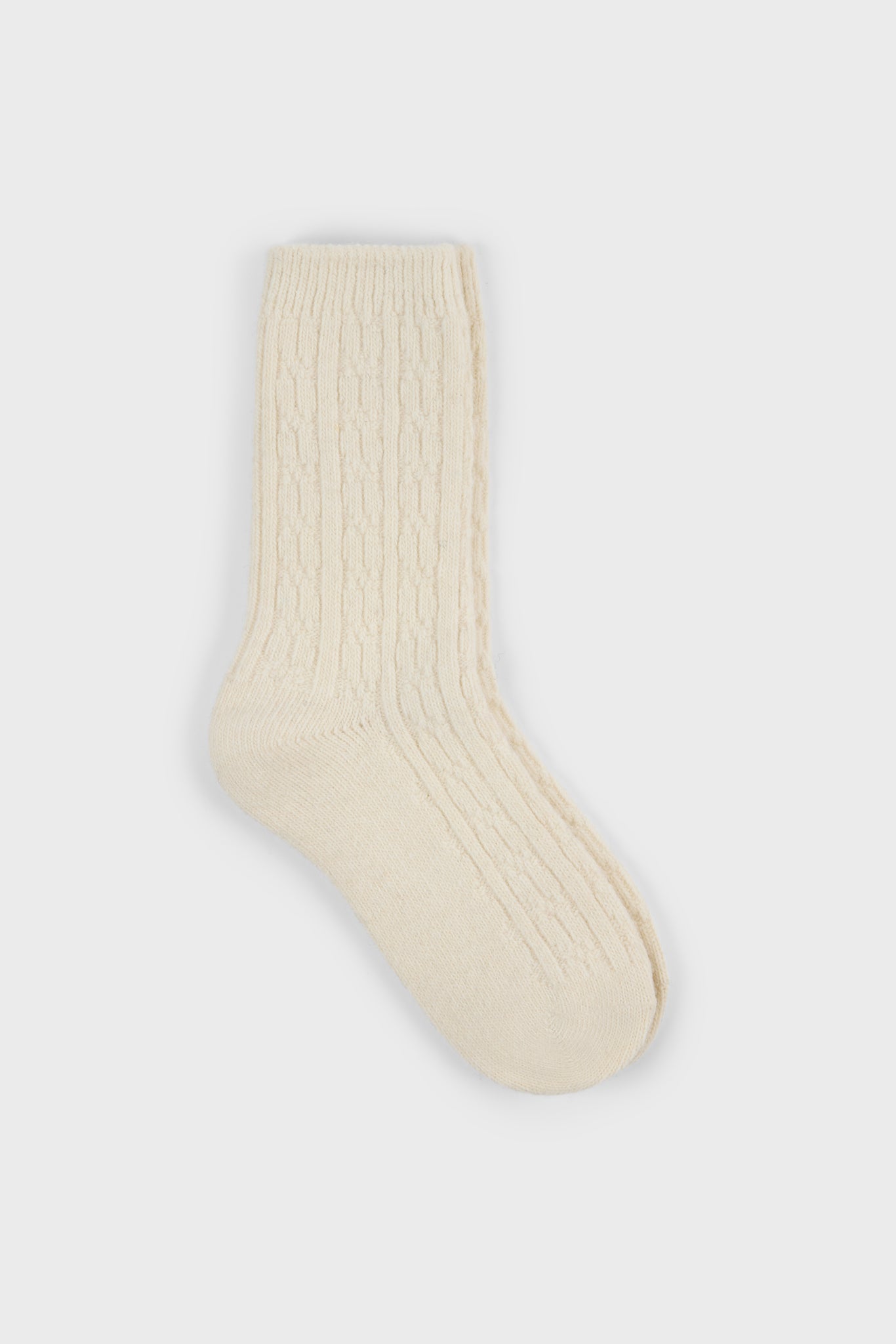Ivory wool blend cableknit socks_1
