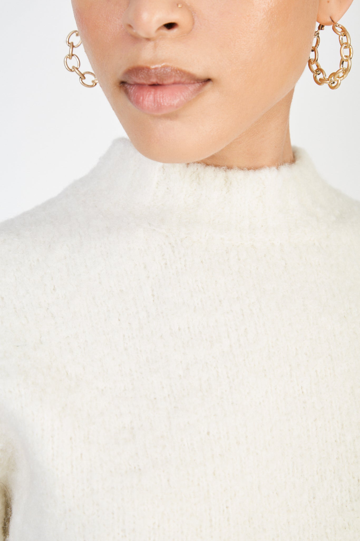 Ivory wool blend short sleeved knit top_3