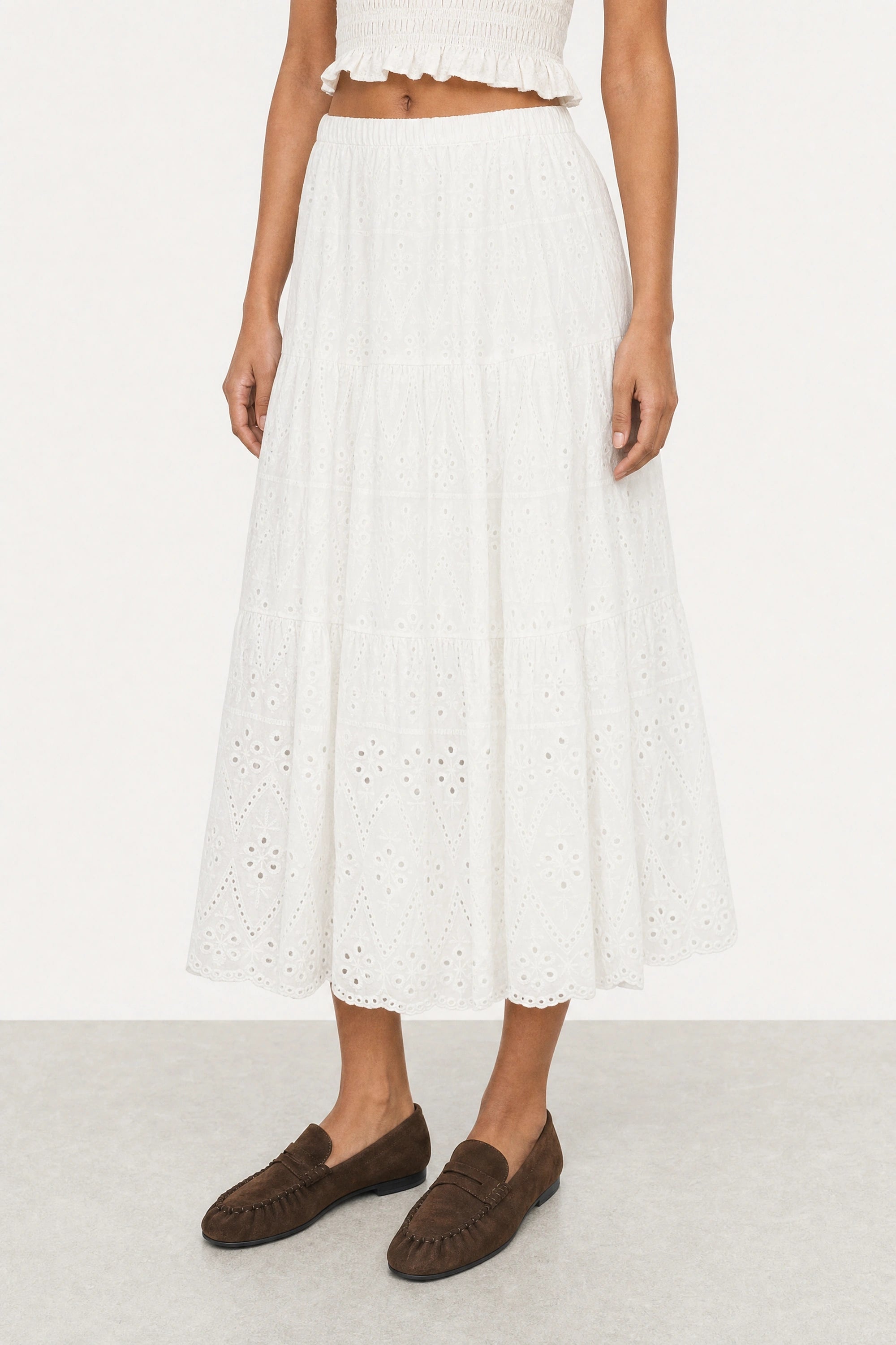 Ivory eyelet tiered skirt_1